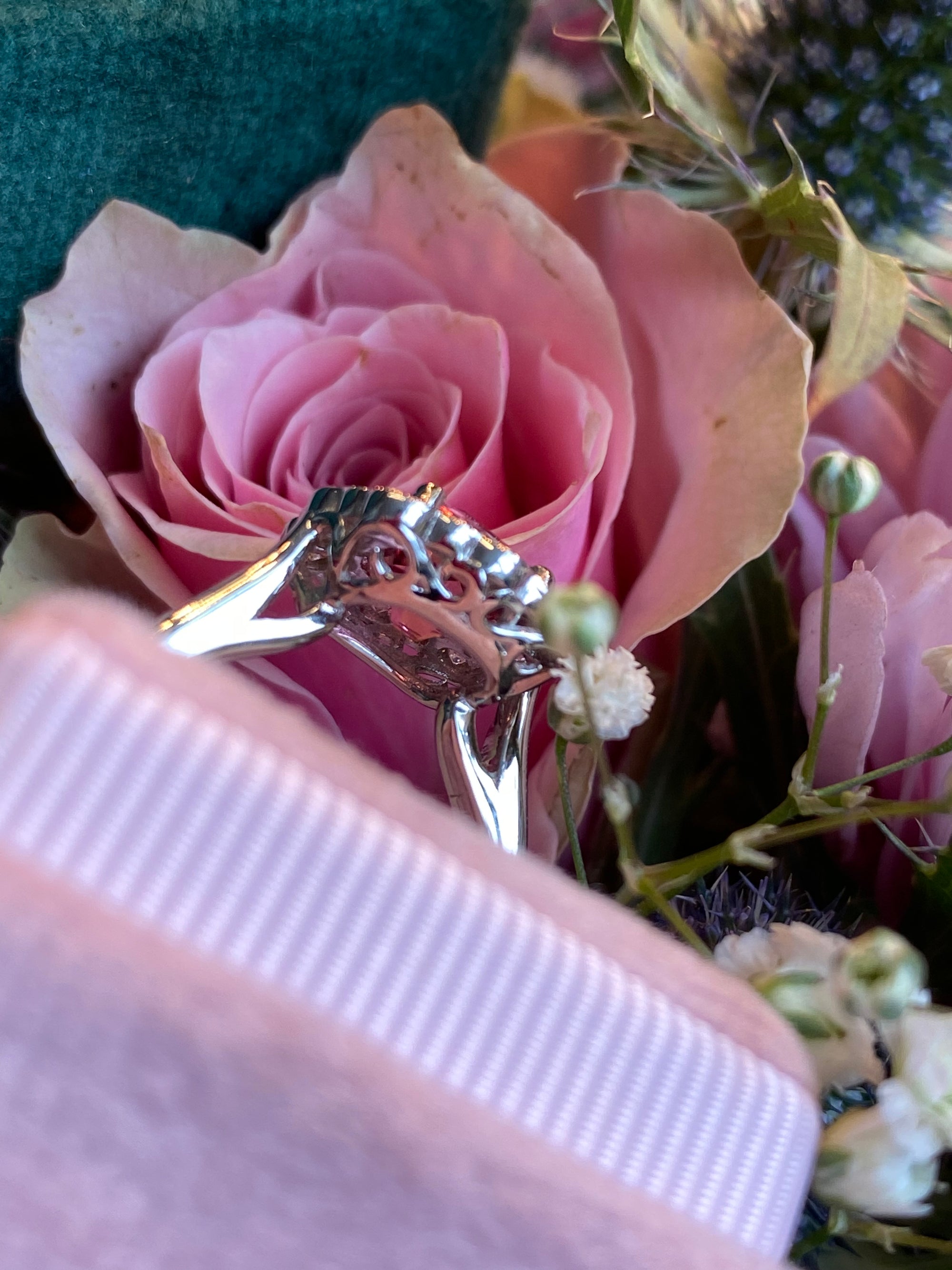 1.58 Carat Cushion Cut Pink Tourmaline and Natural Diamond Ring in Platinum