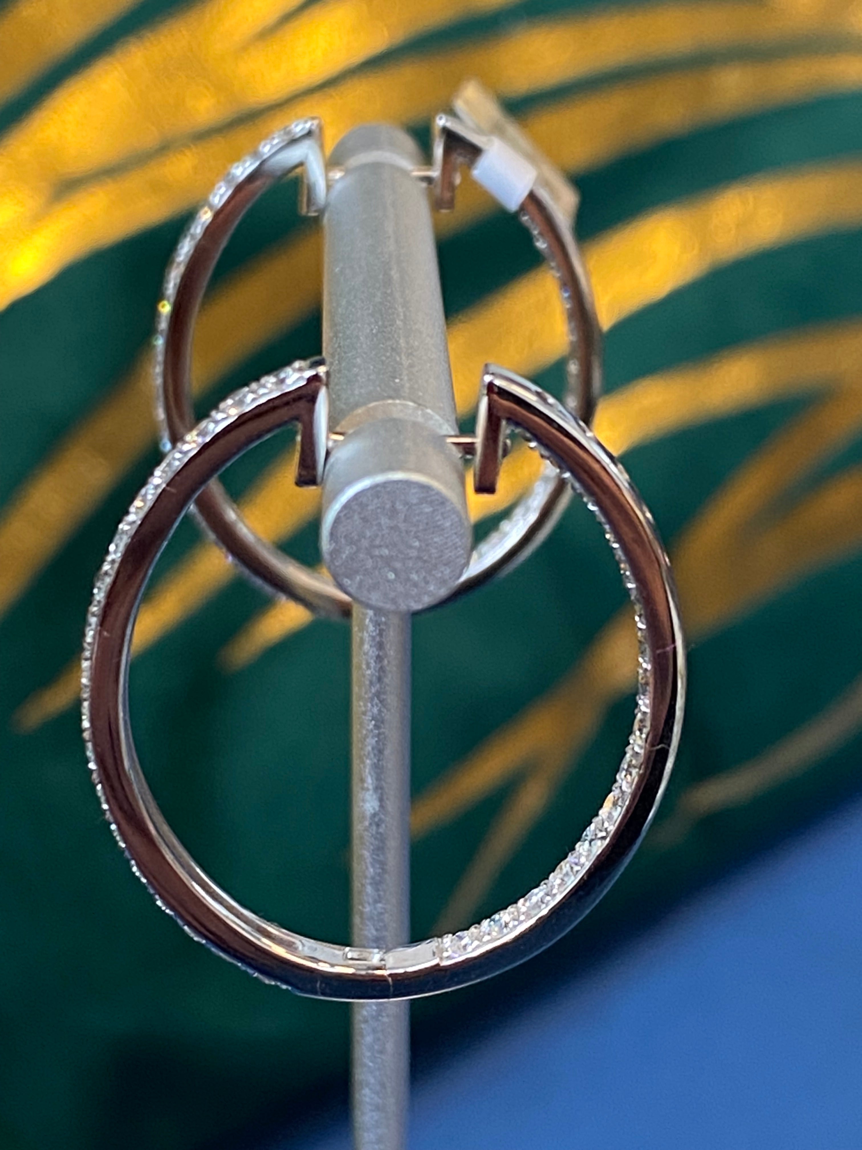 1.54 CTW Natural Diamond Hoop Earrings in 18ct White Gold