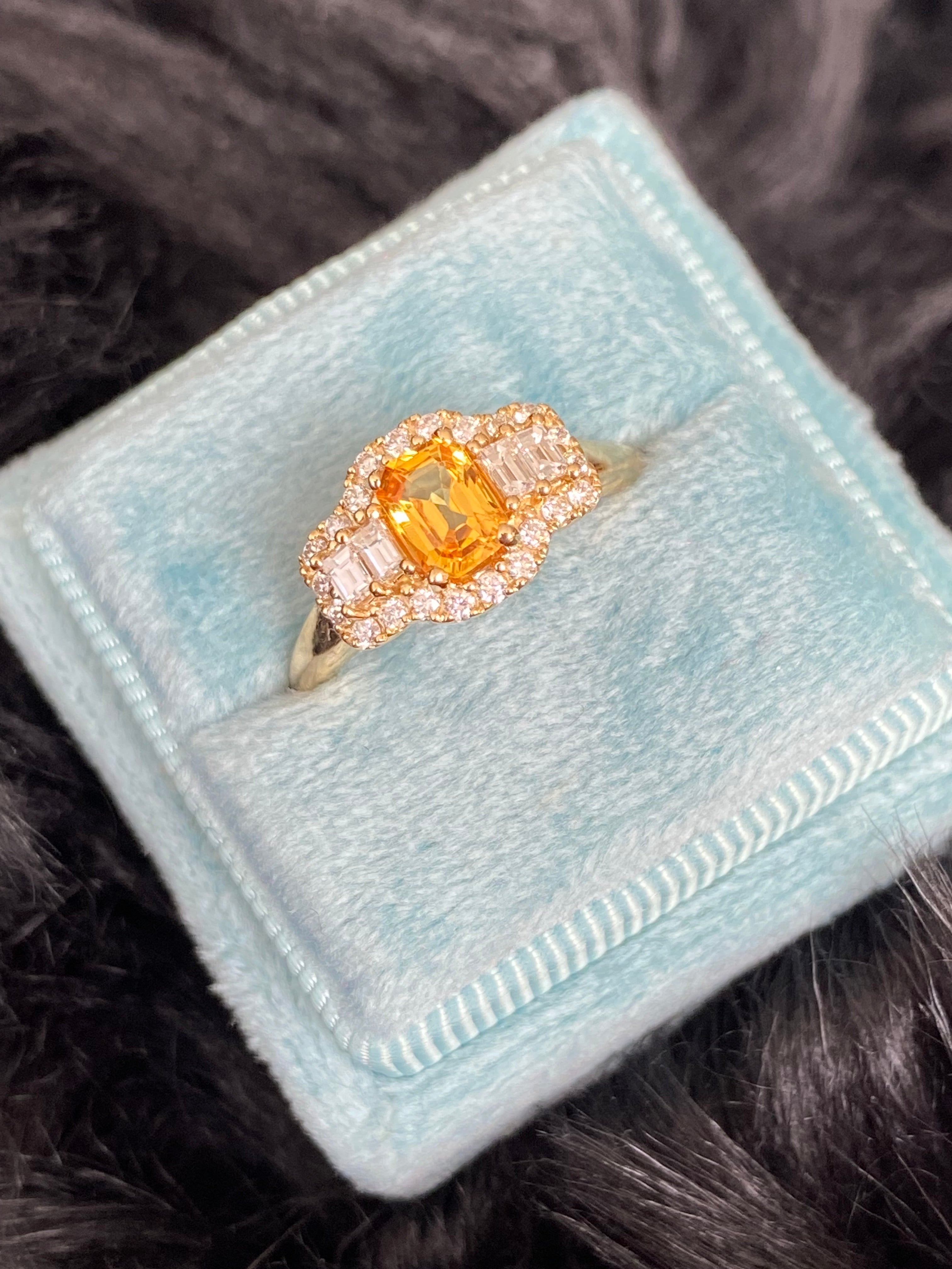 2.59 CTW Radiant Cut Yellow Sapphire and Natural Diamond Ring in 18ct Yellow Gold