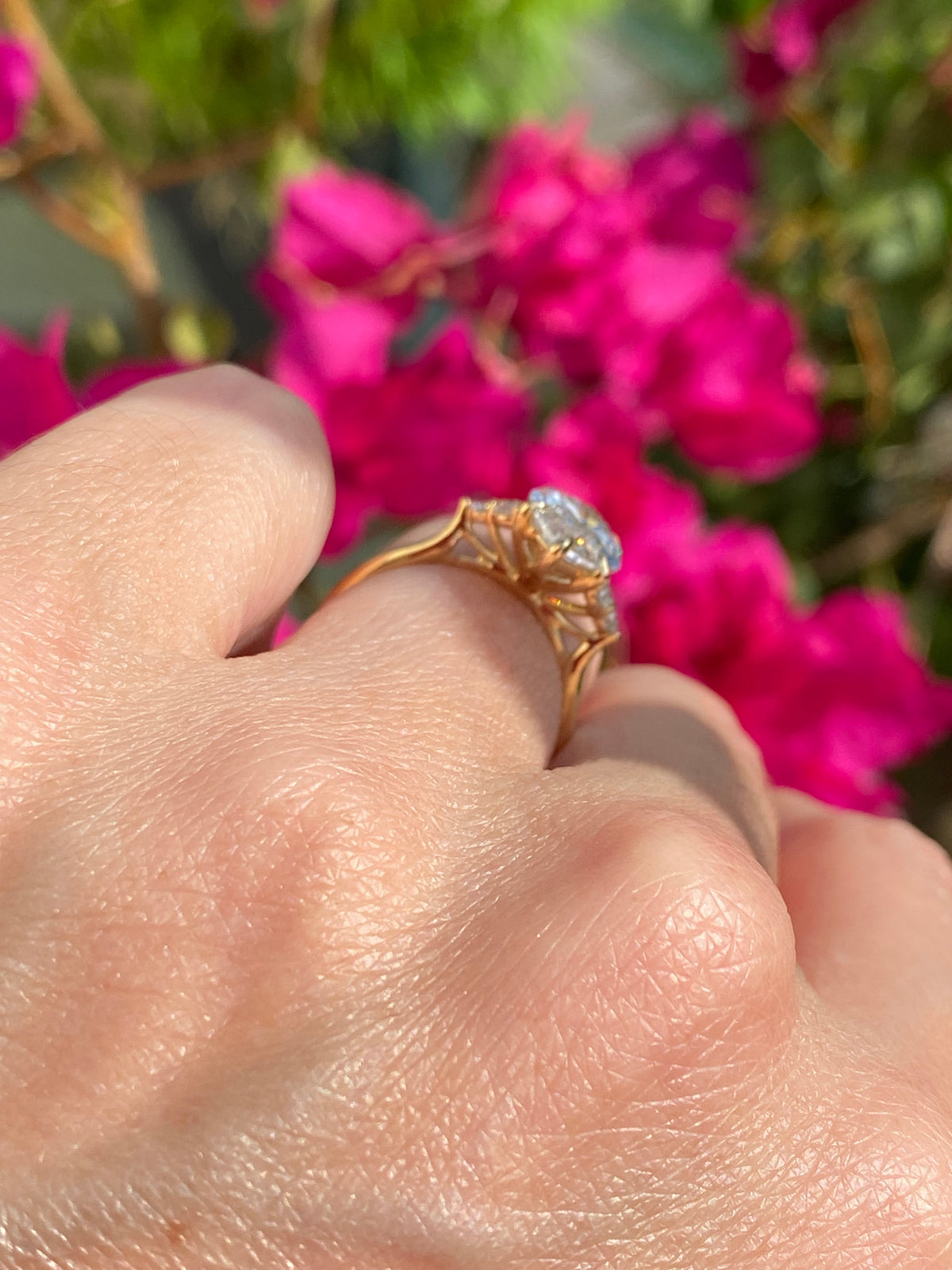 3.19 CTW Marquise Cut Lab Diamond Engagement Ring in 18ct Yellow Gold