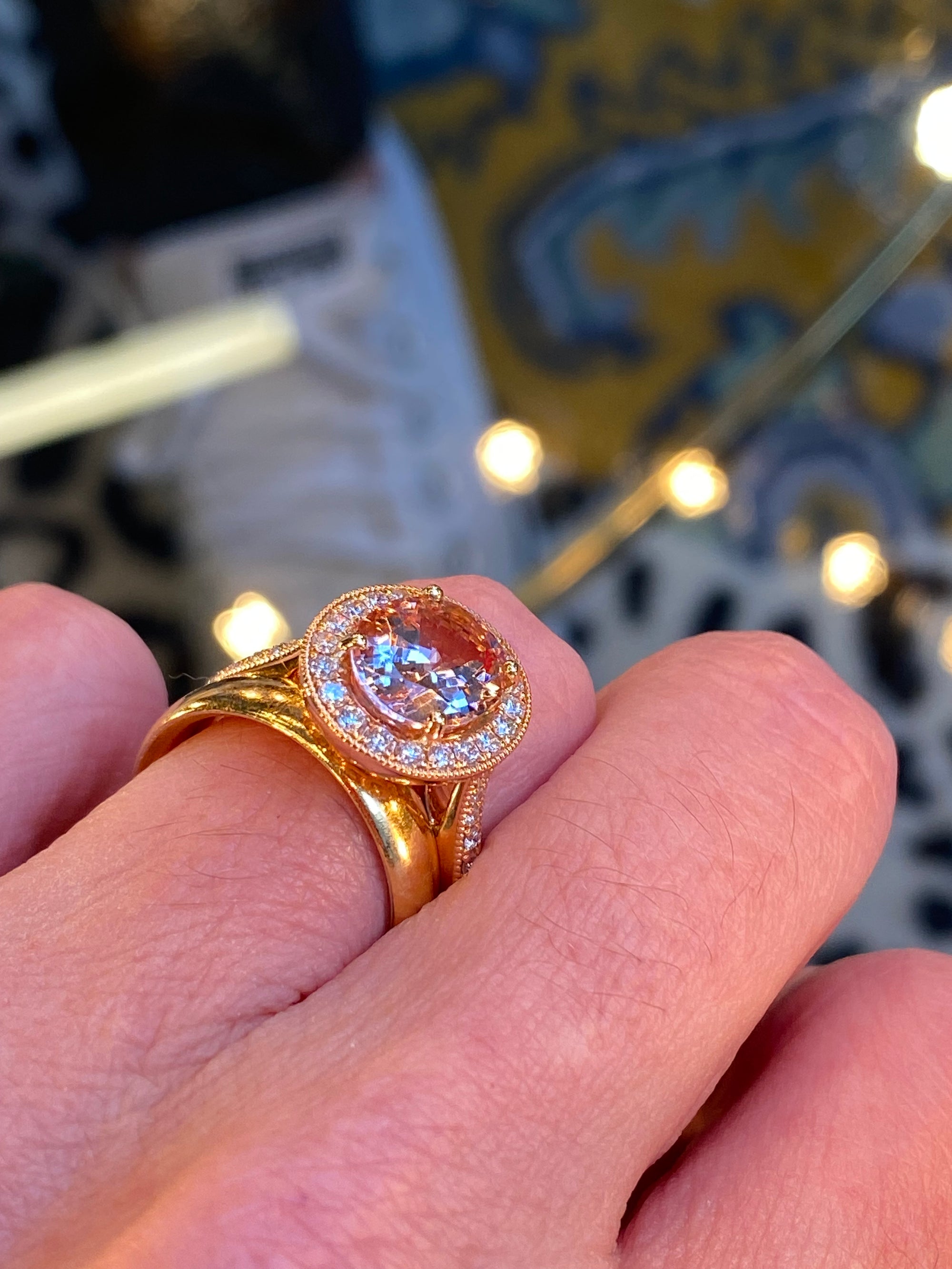 2.80 CTW Morganite and Natural Diamond Ring in 18ct Rose Gold