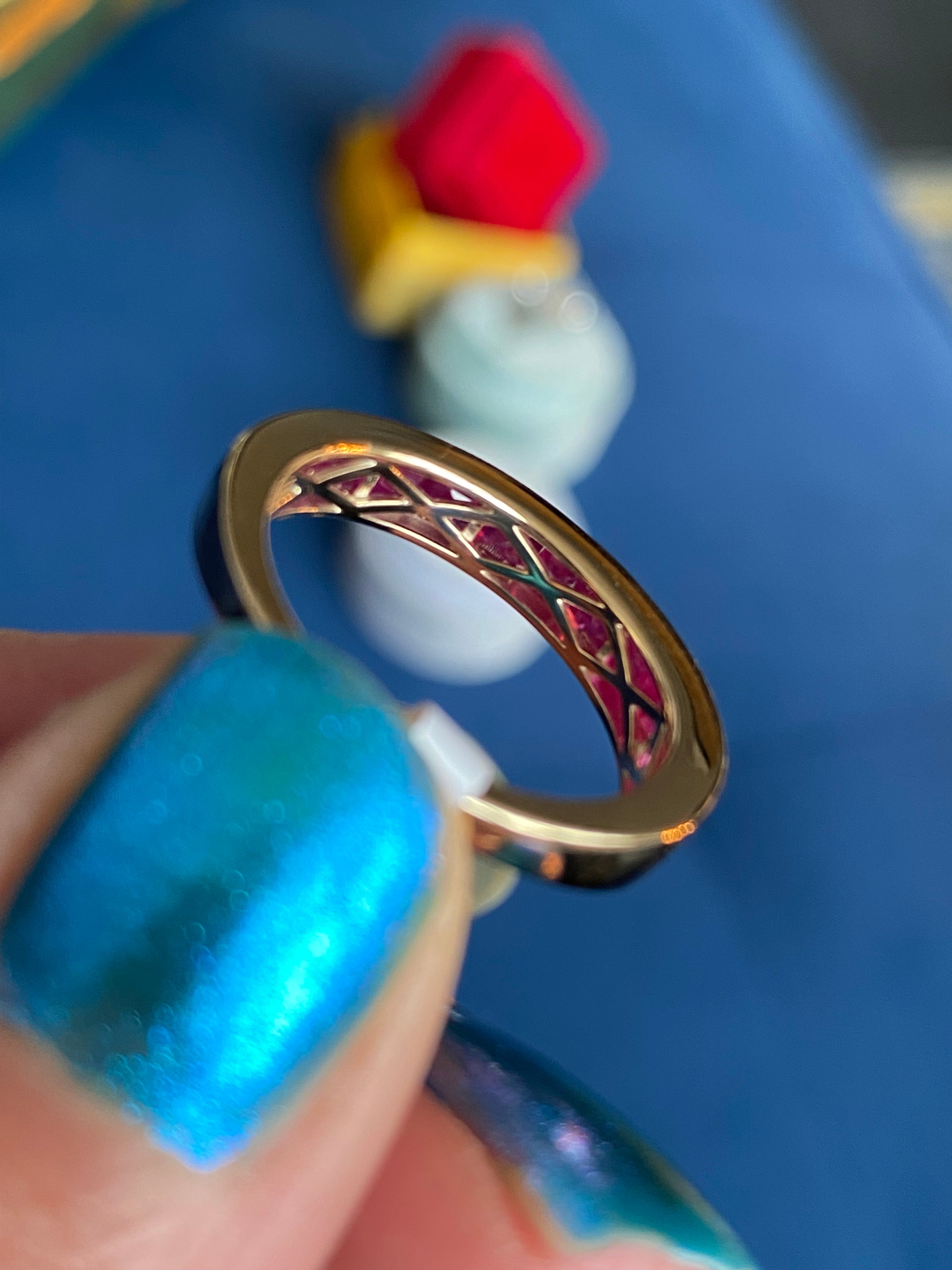 2.03ctw Princess Cut Channel Set Ruby in 9ct Yellow Gold