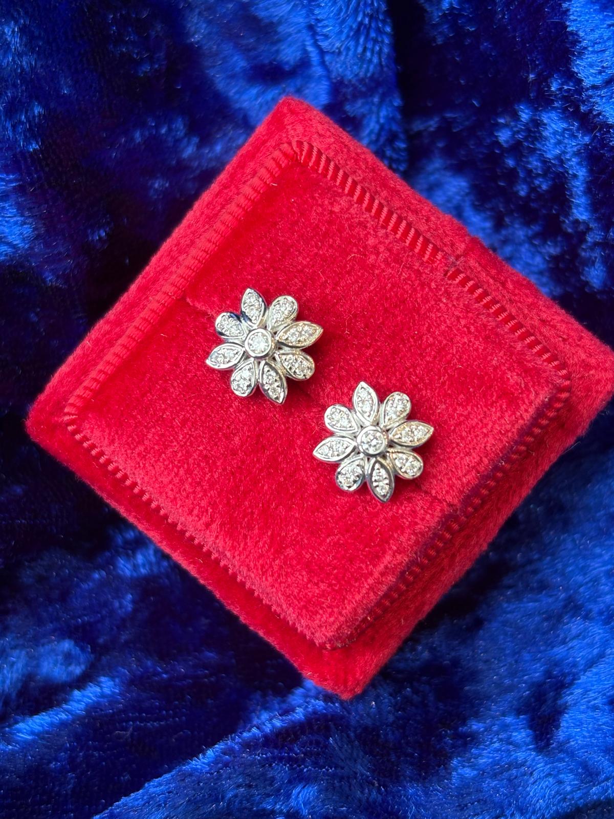 Snowflake Natural Diamond Stud Earrings in 18ct White Gold