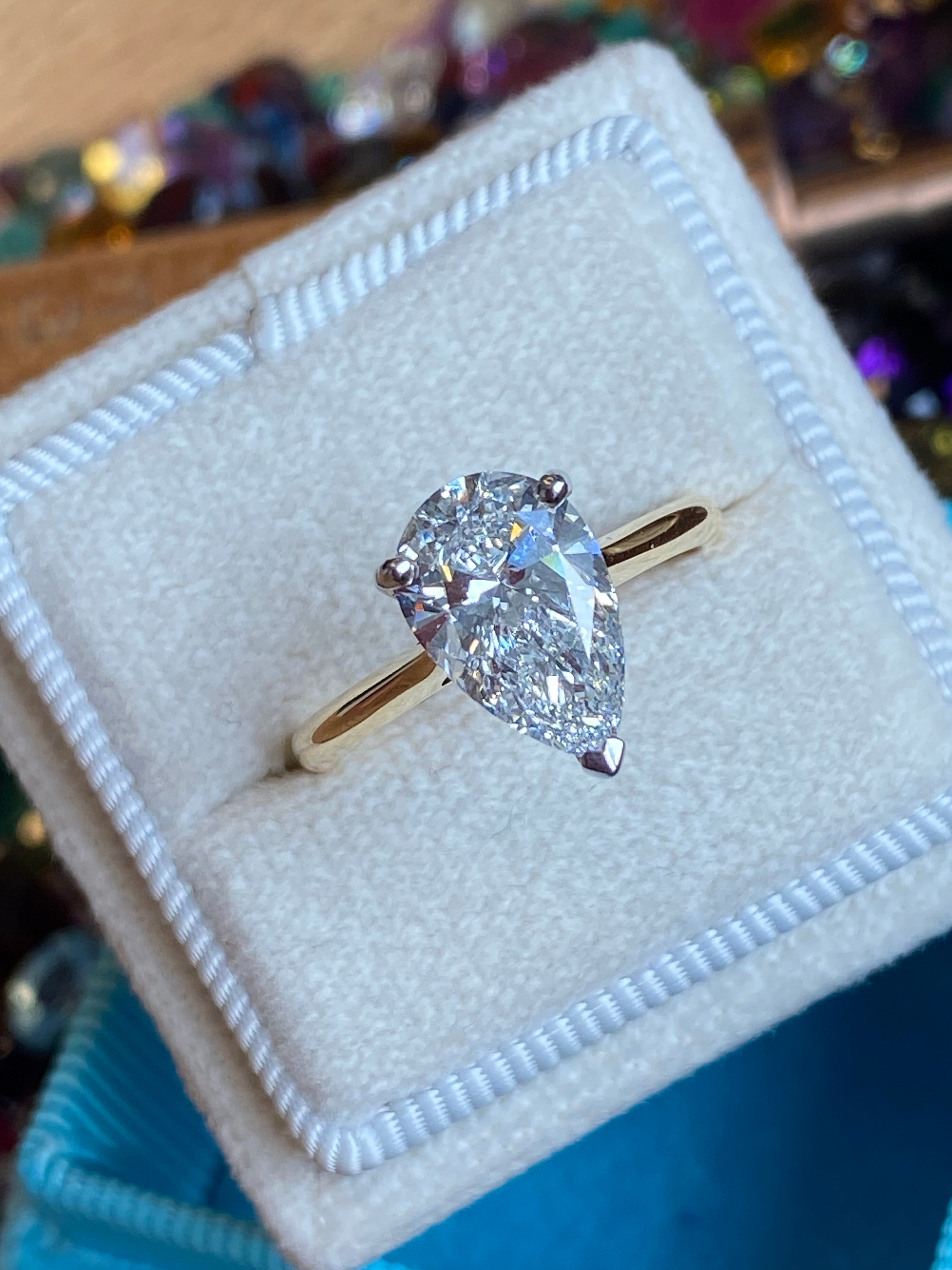 Heritage 2.00 CT + Lab Grown Pear Cut Diamond Solitaire Engagement Ring, at Least E Colour / VVS Clarity