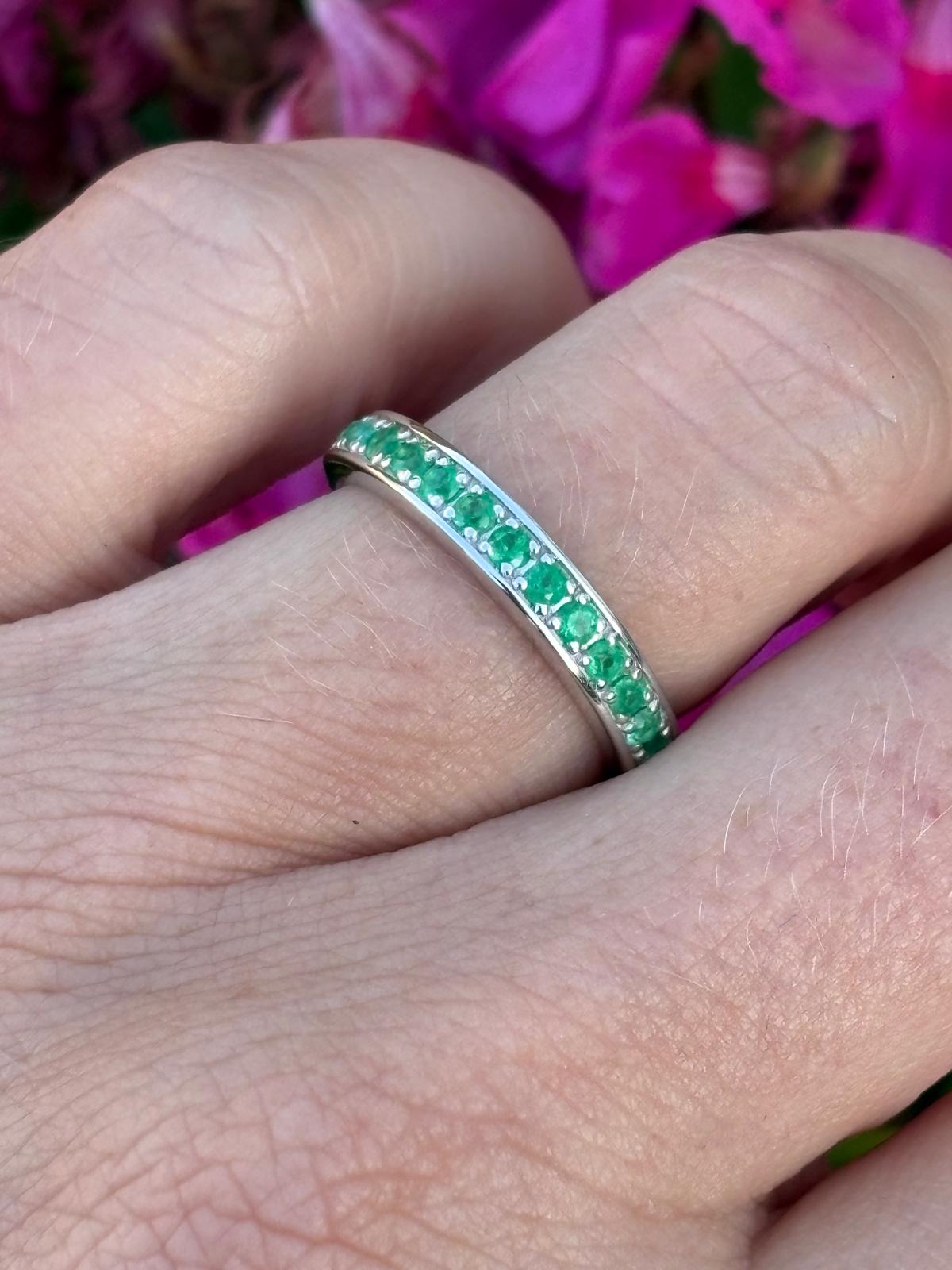 0.50 CTW Emerald Eternity Stacking Ring in Sterling Silver
