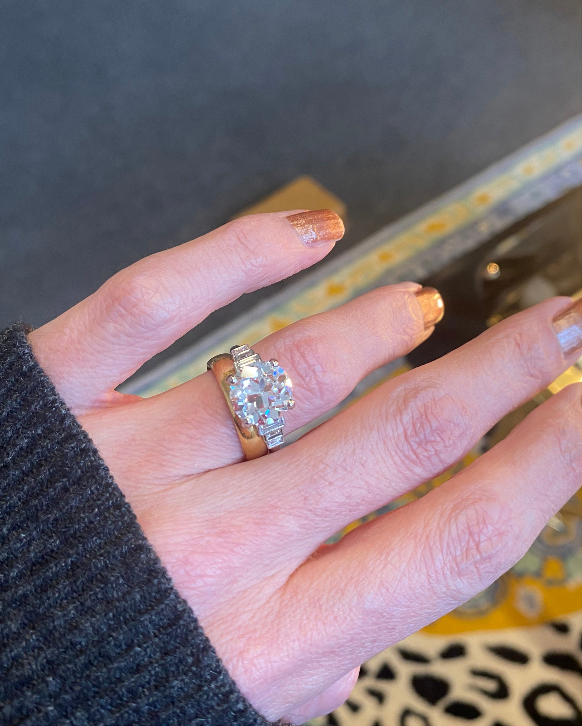 Heritage 4.00 CTW + Old Cut Lab Grown Diamond Art Deco Design Solitaire Engagement Ring, at Least F Colour / VS Clarity