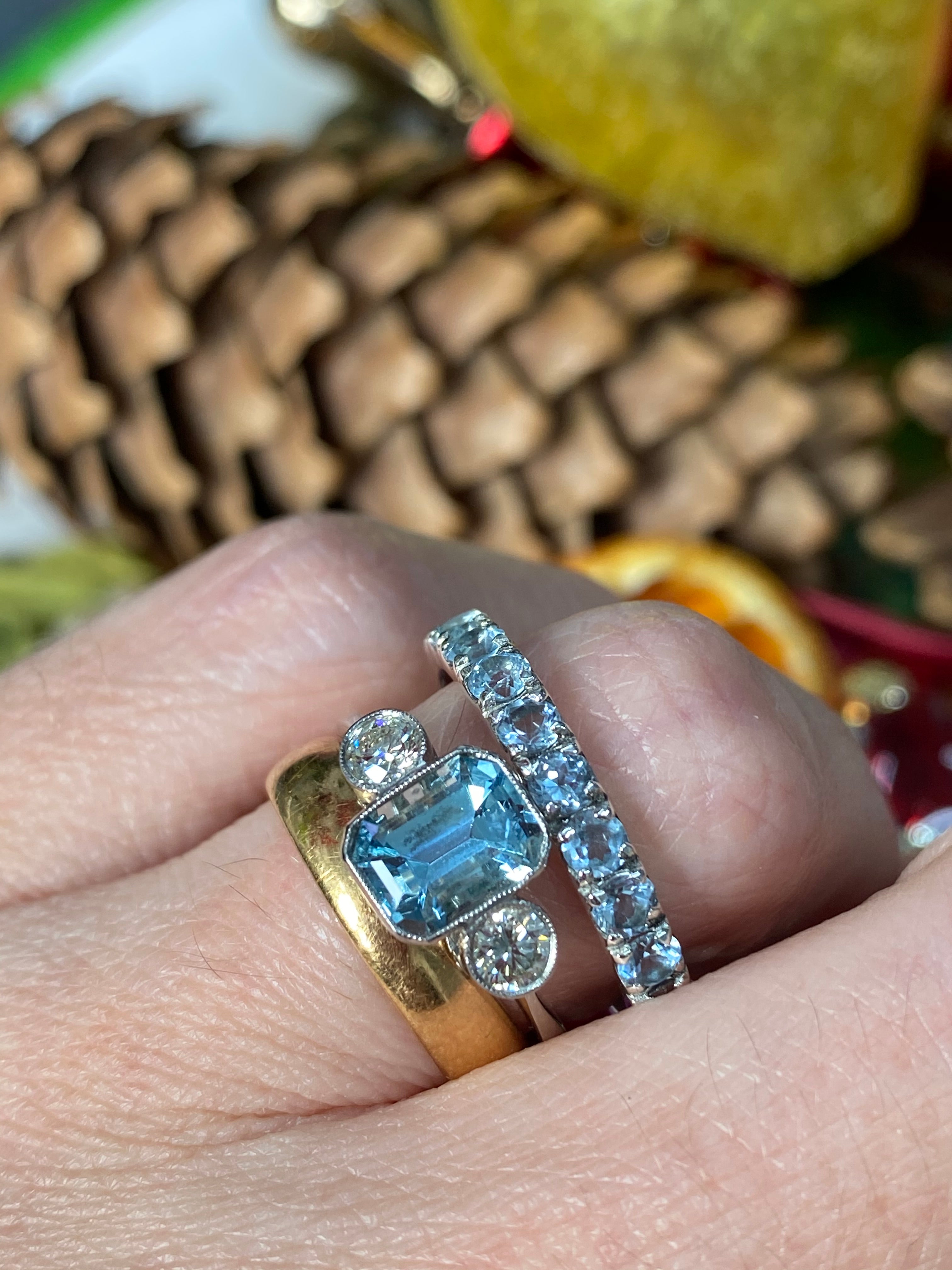 1.10 CTW Aquamarine Eternity Stacking Ring in Sterling Silver