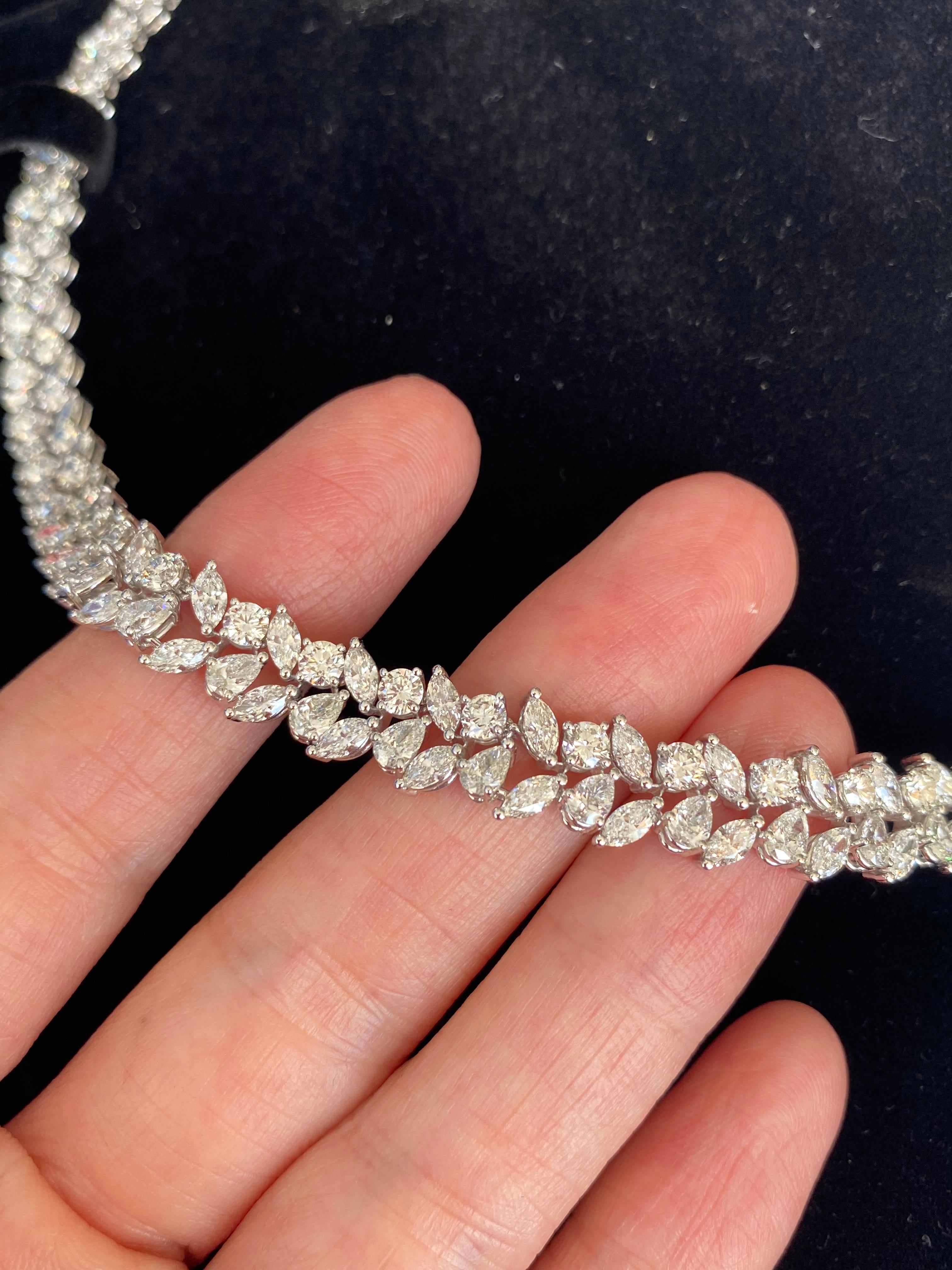 32.17 CTW Natural Diamond Necklace in 18ct White Gold