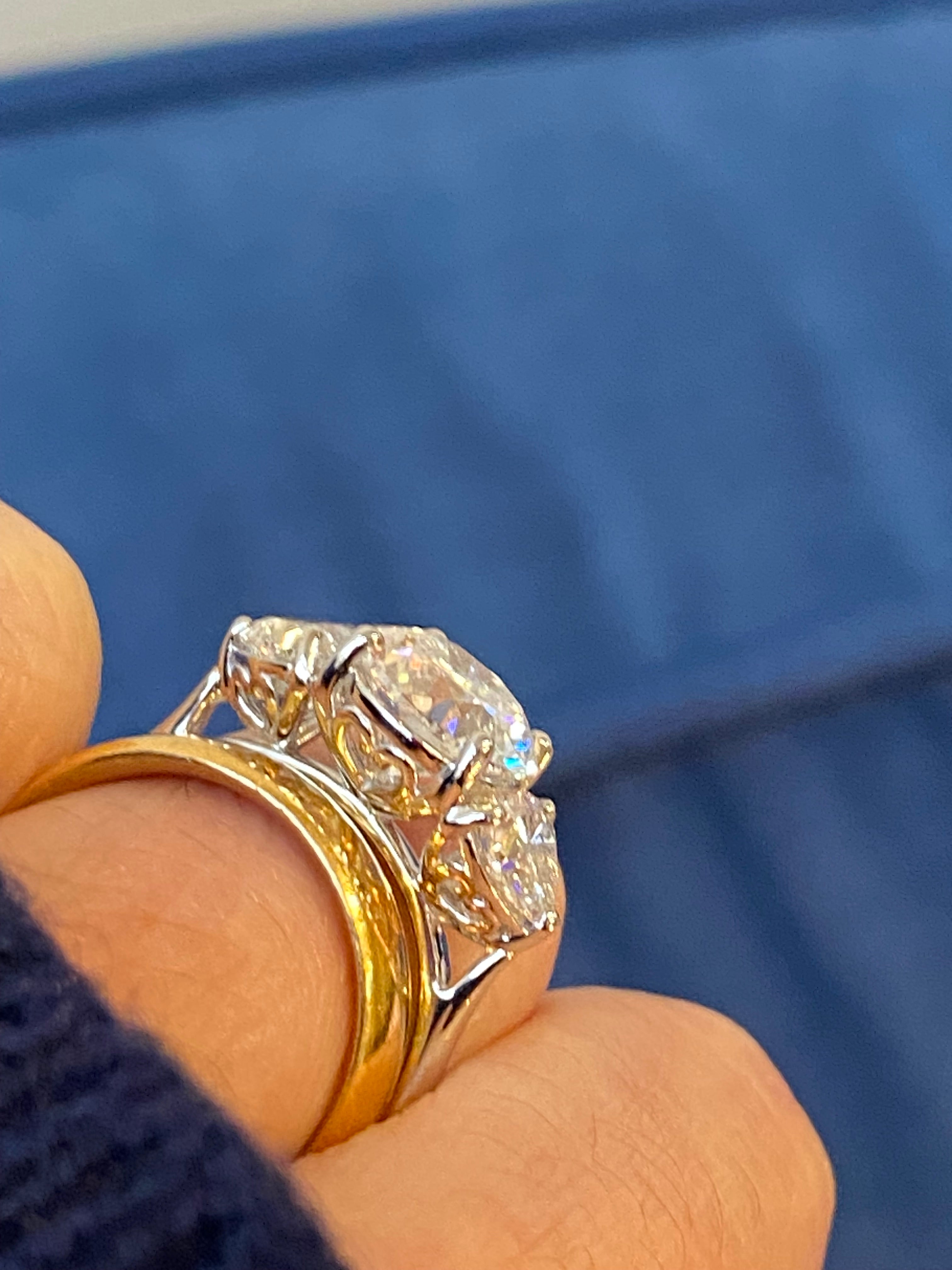 3.80CT + Brilliant Cut Oval and Heart Lab Grown Diamond Three Stone Engagement Ring, D Colour / VS Clarity in Platinum