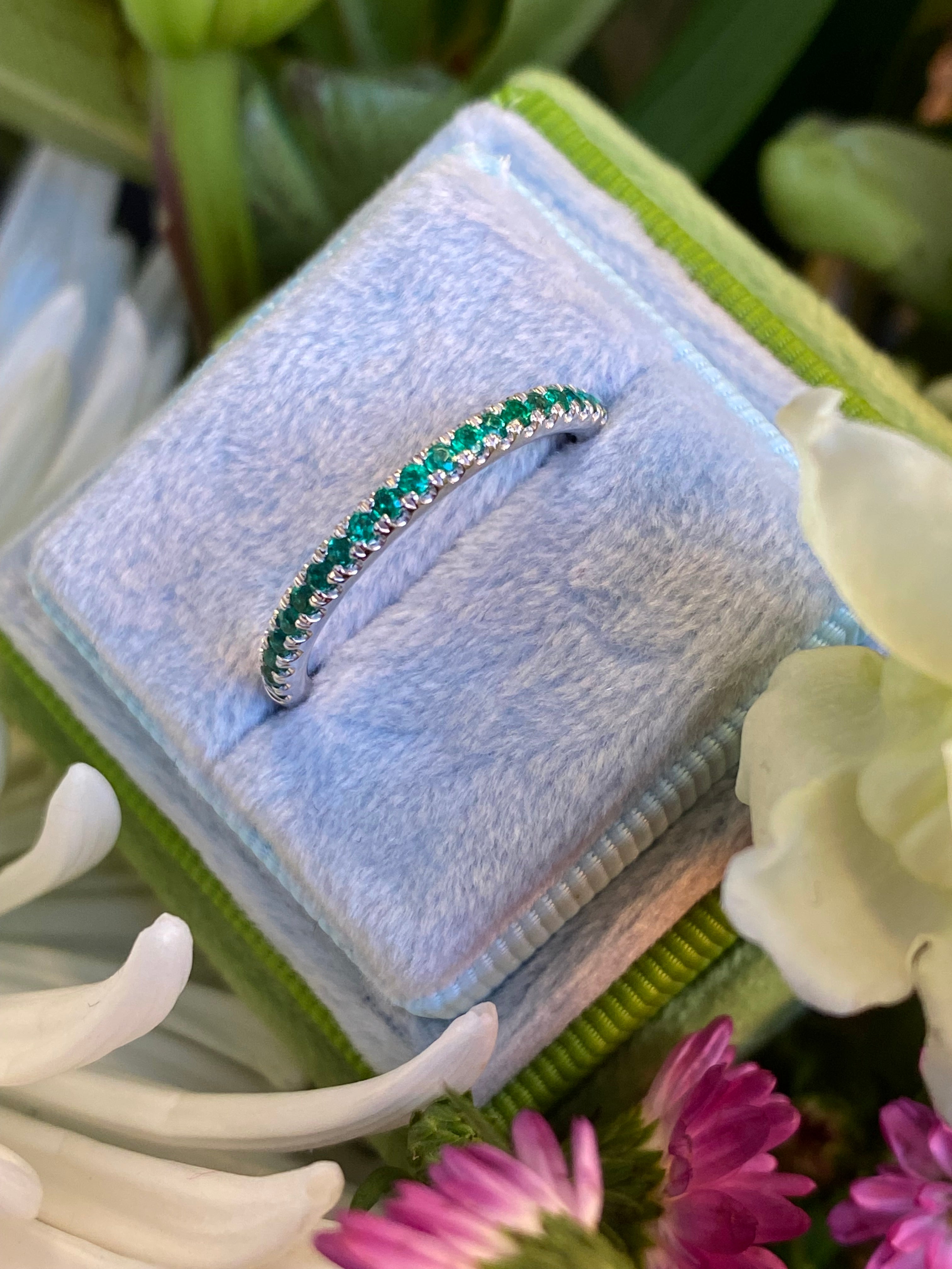 0.27 CTW Emerald Eternity Stacking Ring in Platinum