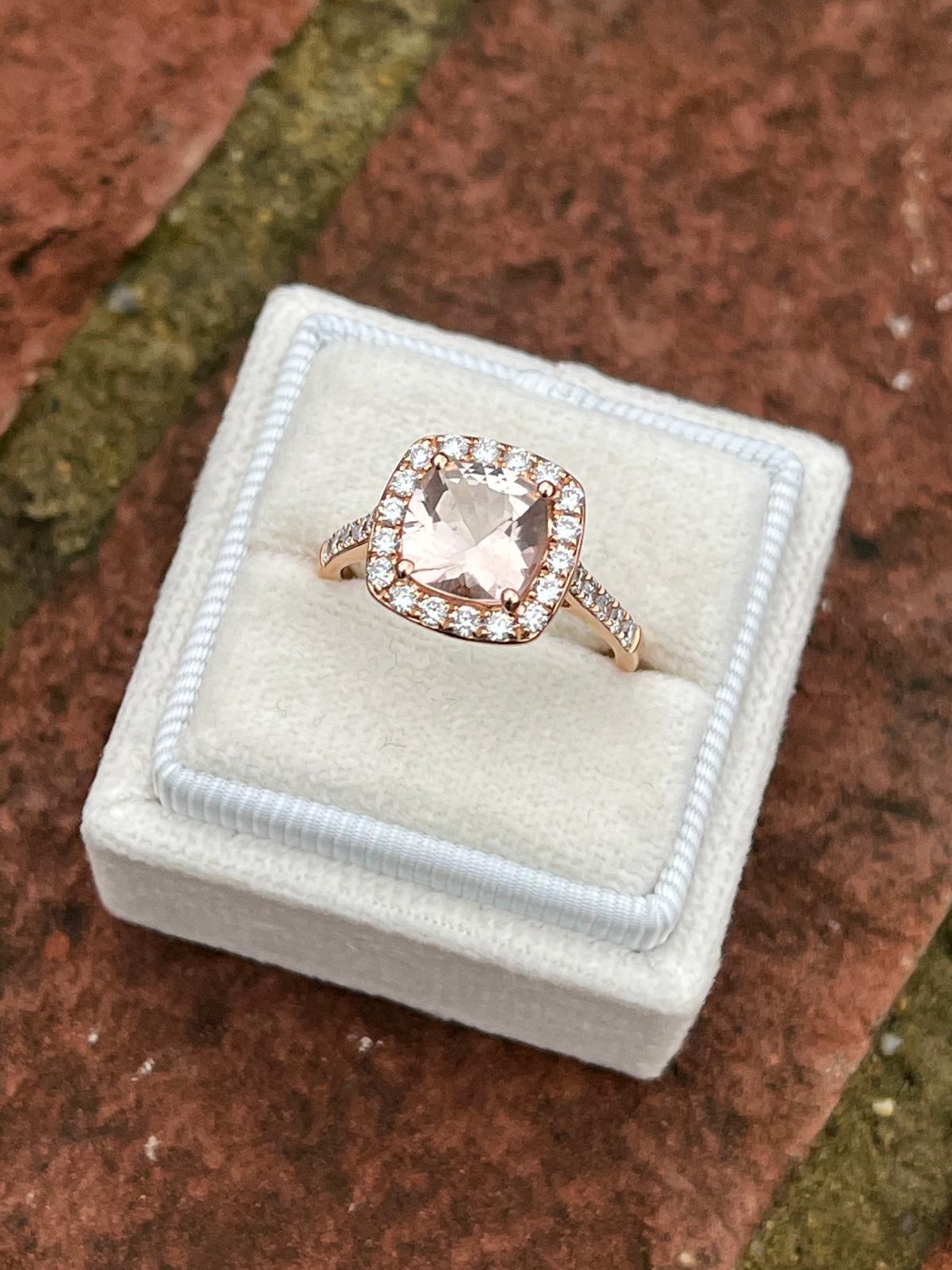 1.63 Carat Morganite and Natural Diamond Ring in 18ct Rose Gold