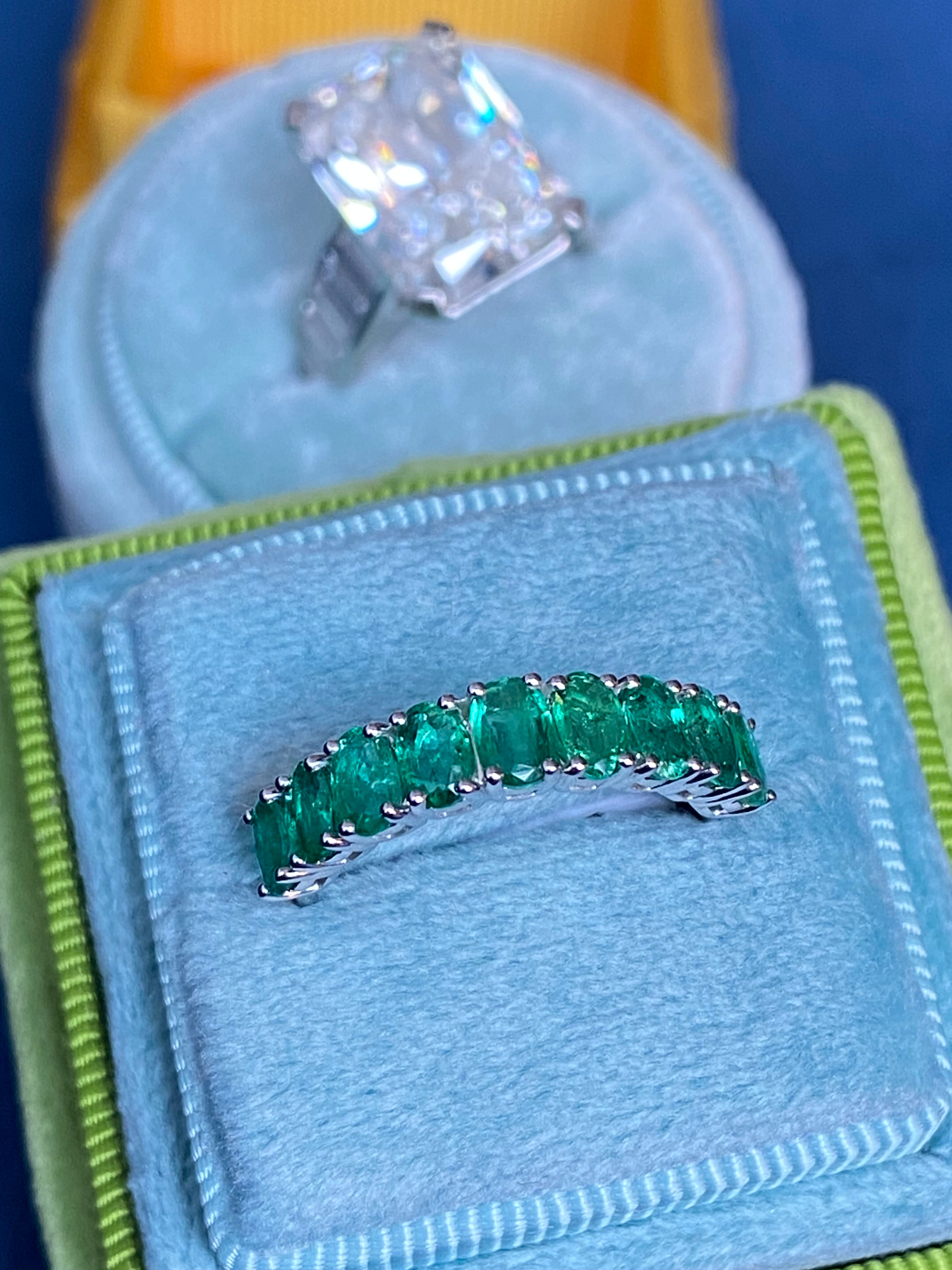 1.74 CTW Emerald Eternity Ring in 9ct White Gold
