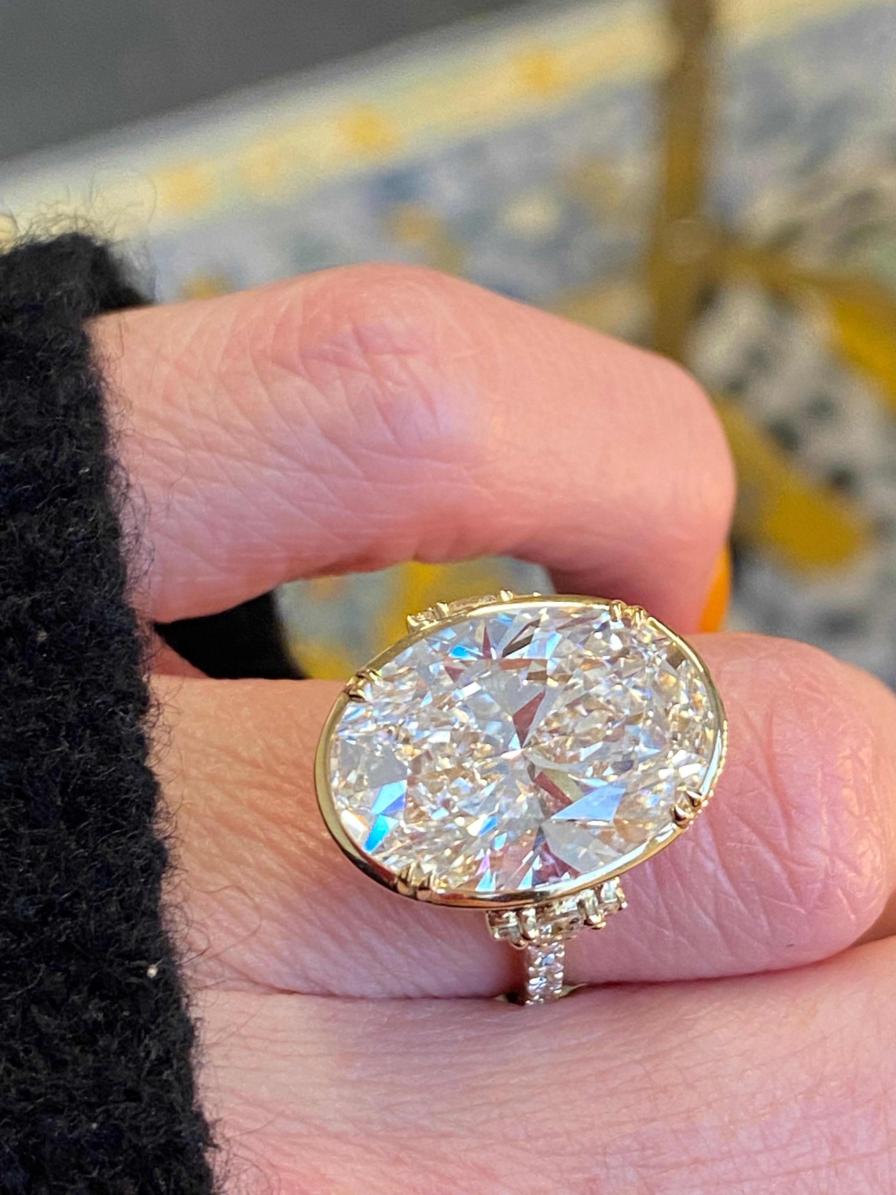 10.04 Carat Oval Cut Lab Diamond Solitaire Engagement Ring in 18ct Yellow Gold