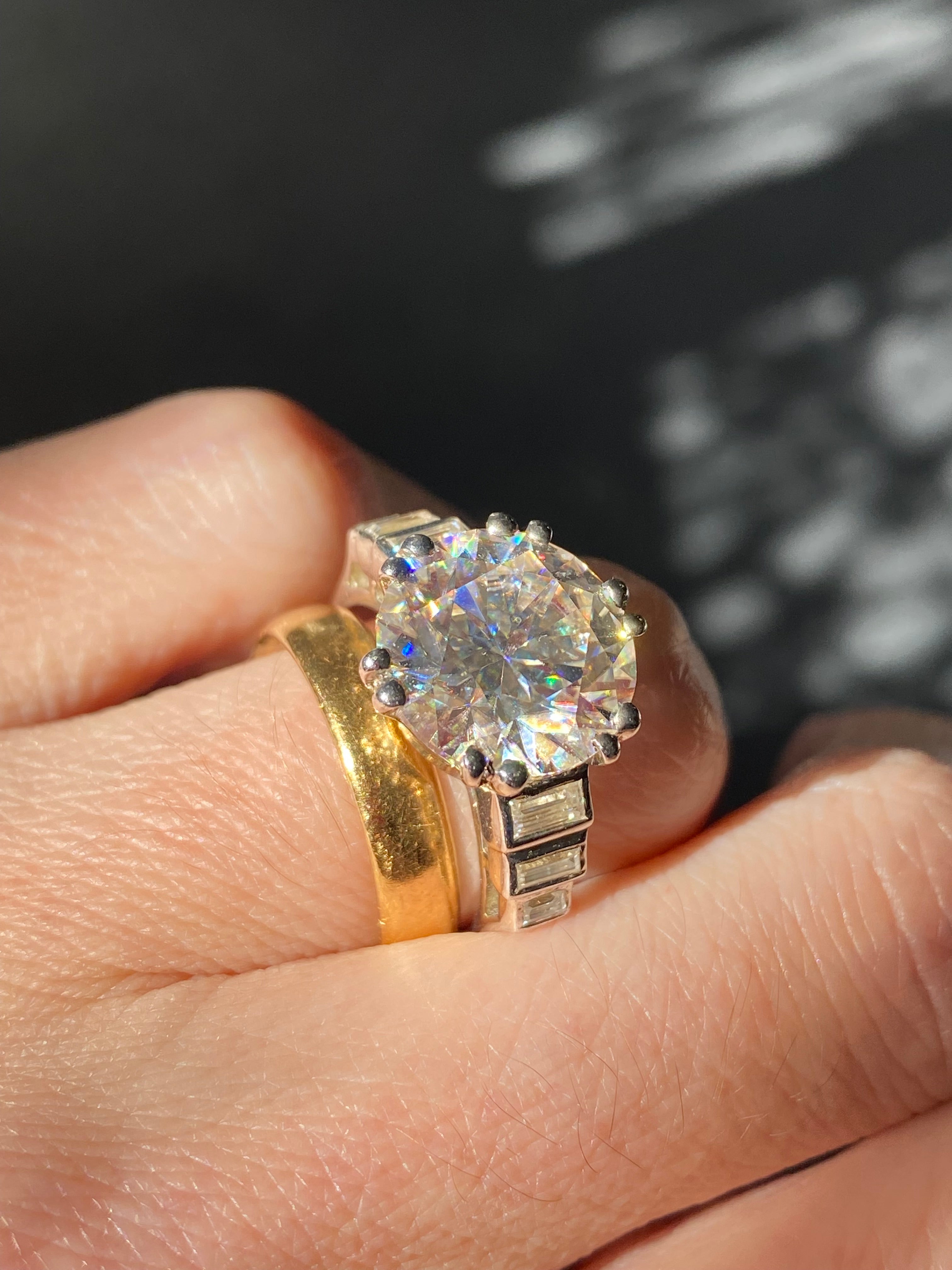 6.45 CTW Round Brilliant Cut Moissanite Solitaire Engagement Ring in Sterling Silver