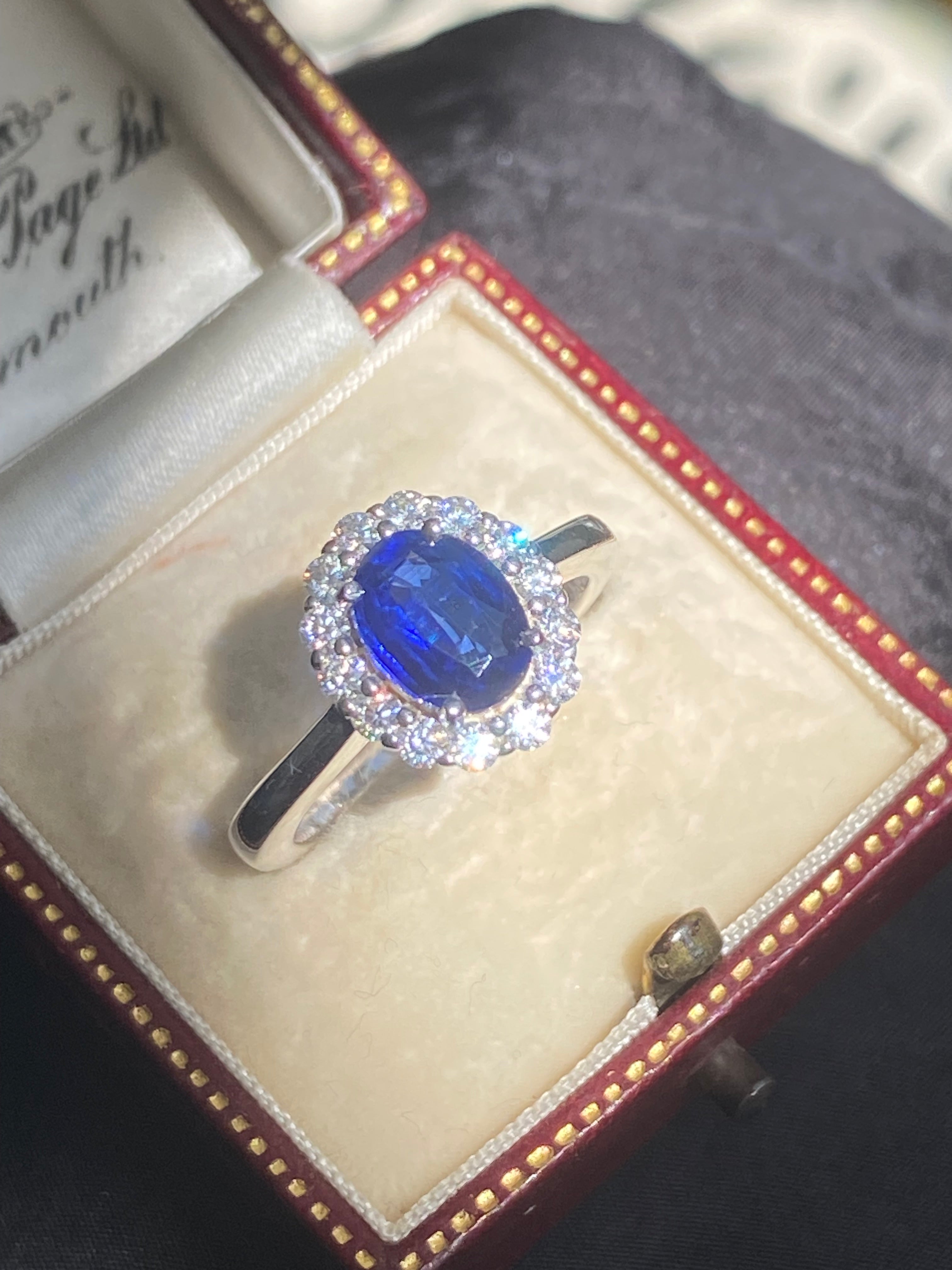2.00 CTW Oval Cut Kyanite Moissanite Halo Ring in Sterling Silver