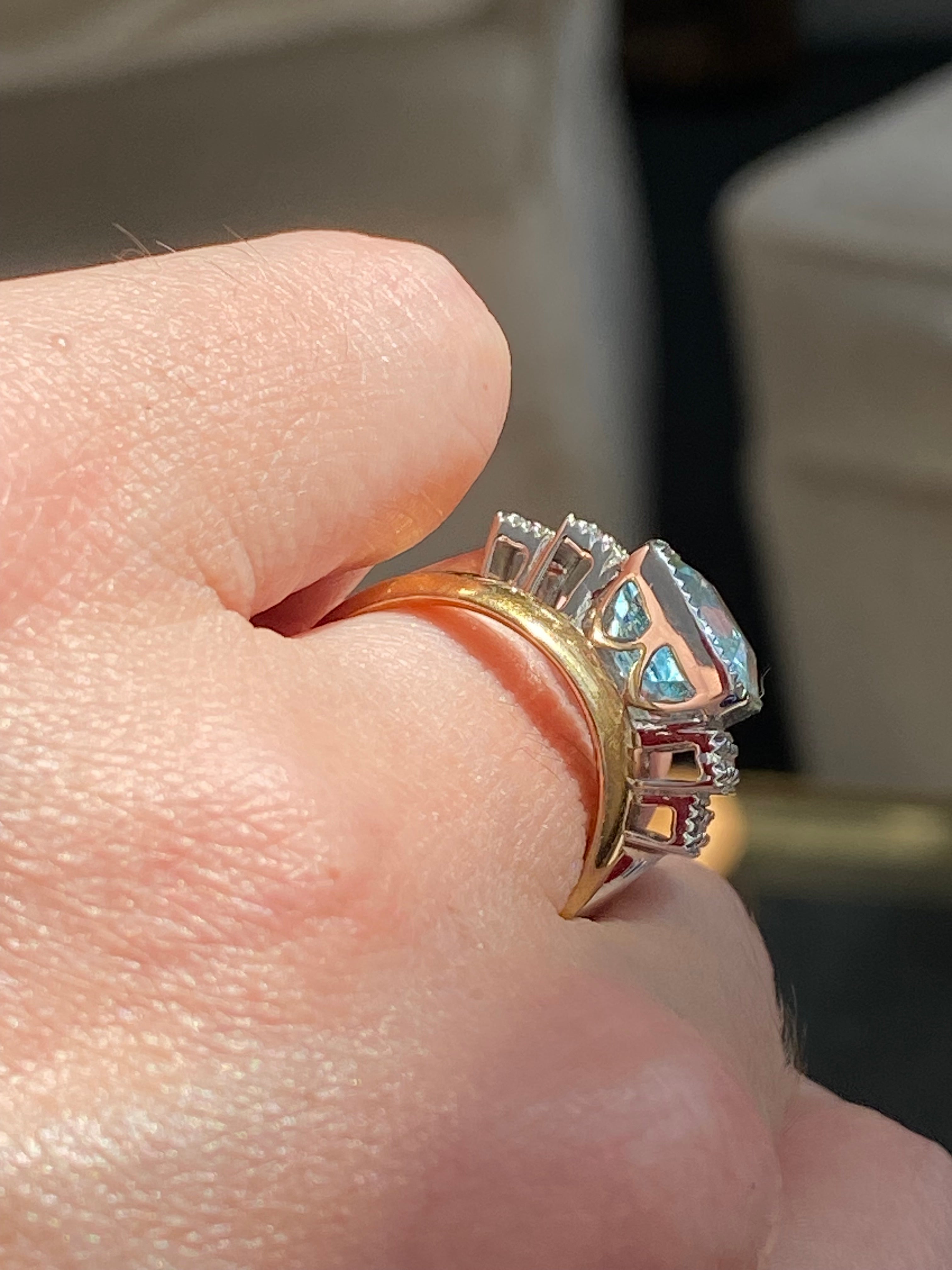 6.29 CTW Art Deco Style Aquamarine and Diamond Ring in 18ct White Gold