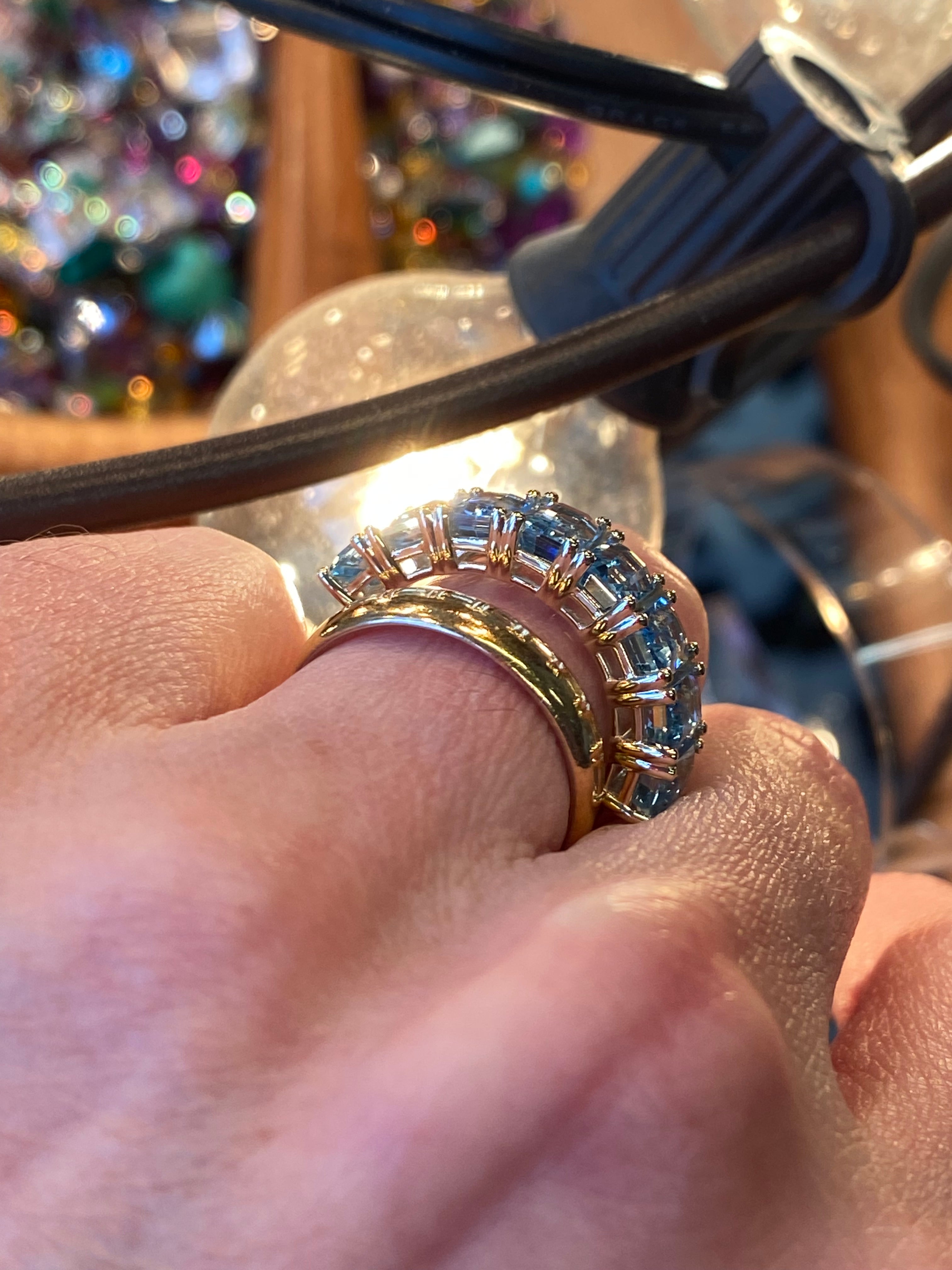 4.28 CTW Aquamarine Eternity Ring in 9ct Yellow Gold