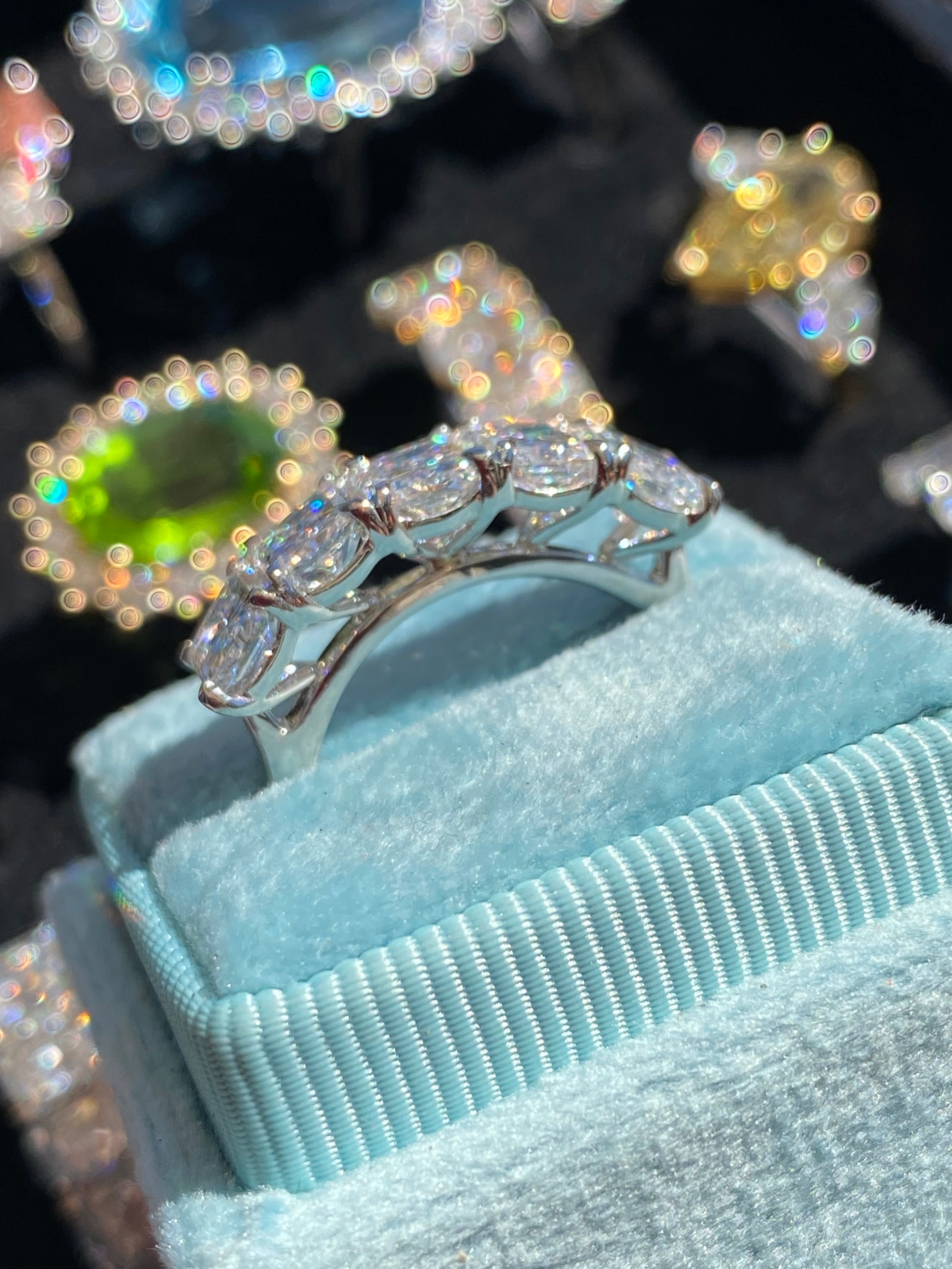 3.56 CTW Radiant Cut D Colour VVS Lab Diamond Five Stone Ring in Platinum
