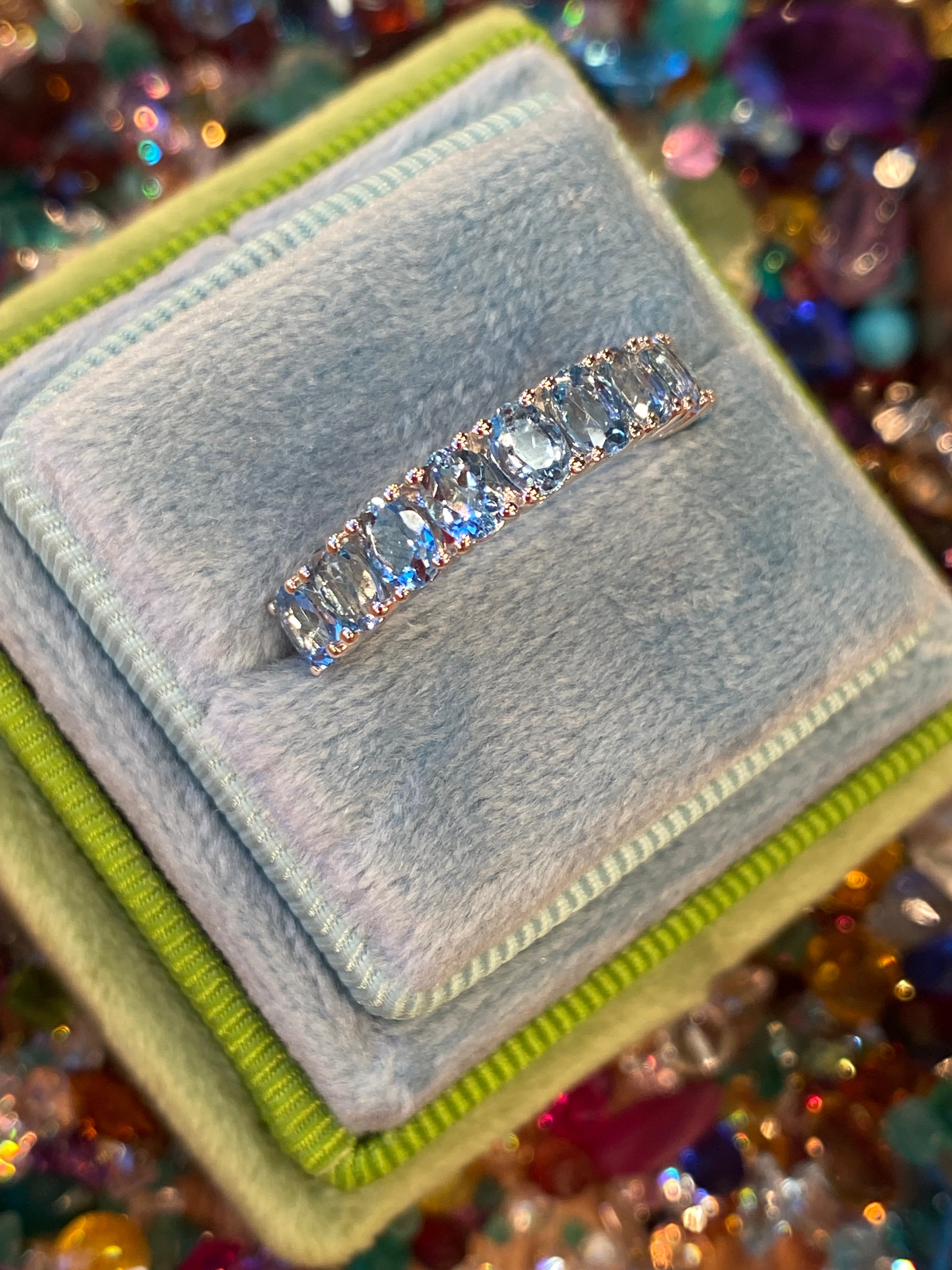 Stunning 3.01 CTW Aquamarine Eternity Ring in 9ct White Gold