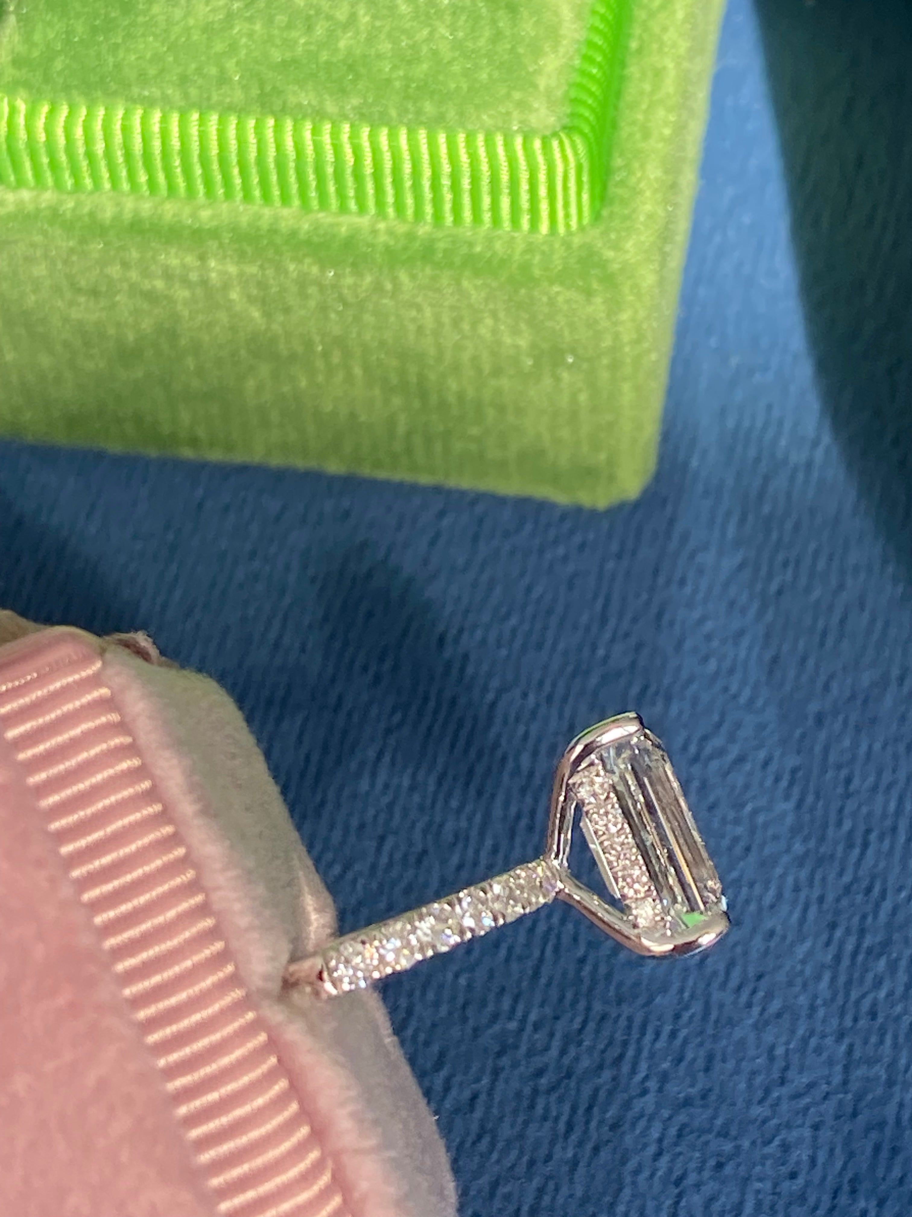 3.04 Carat Emerald Cut D Colour VS1 Lab Diamond Solitaire Engagement Ring in Platinum