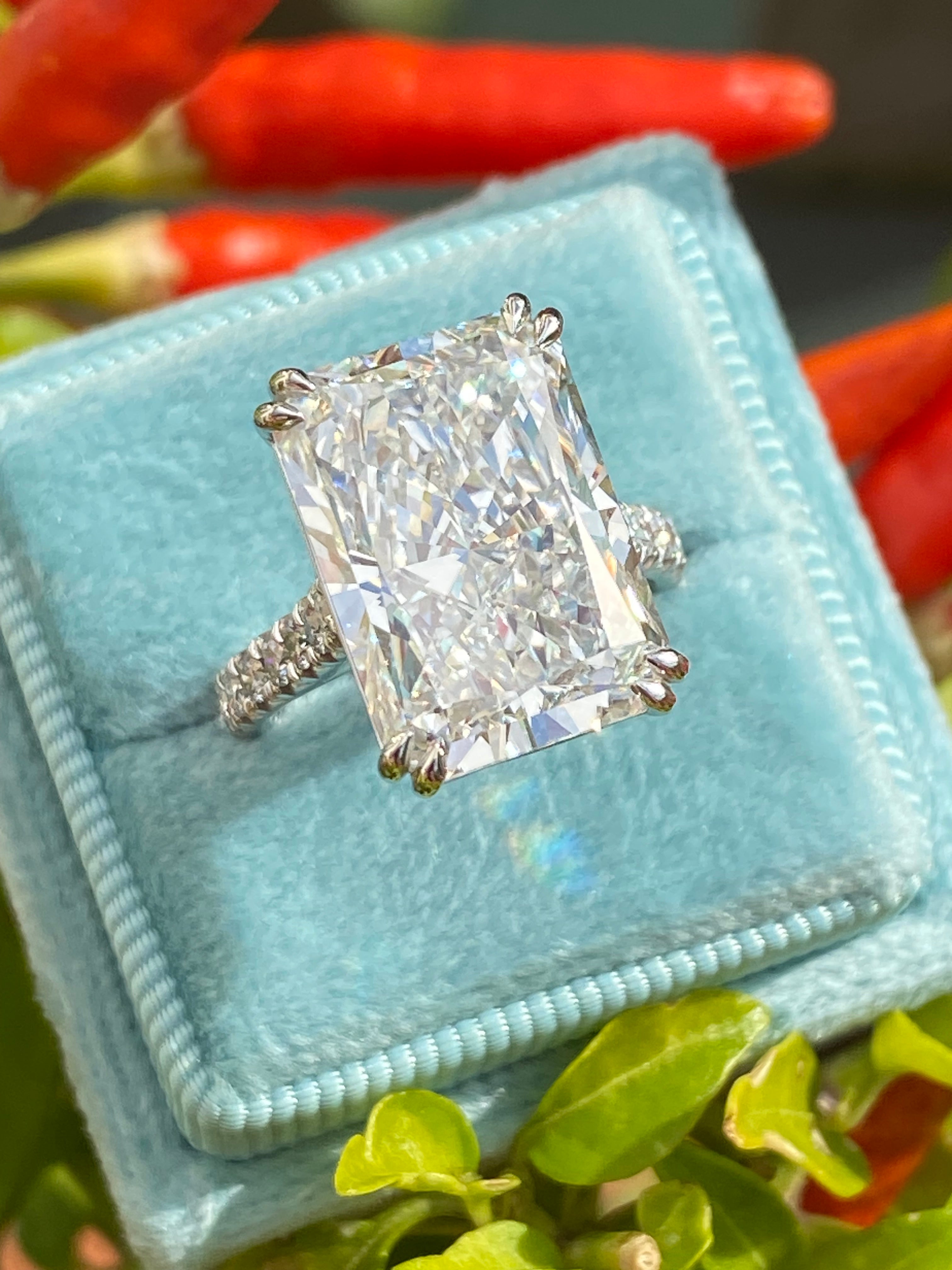 10.23 Carat Radiant Cut Lab Diamond Solitaire Engagement Ring in Platinum