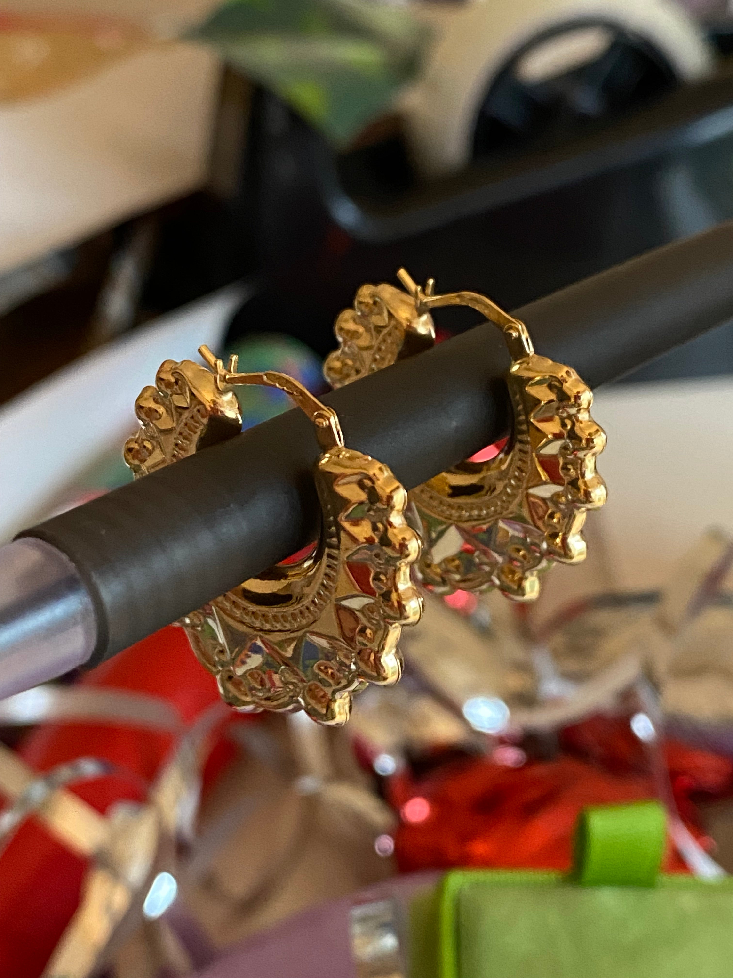 Fabulous Vintage Inspired Creole Hoop Earrings in 9ct Yellow Gold