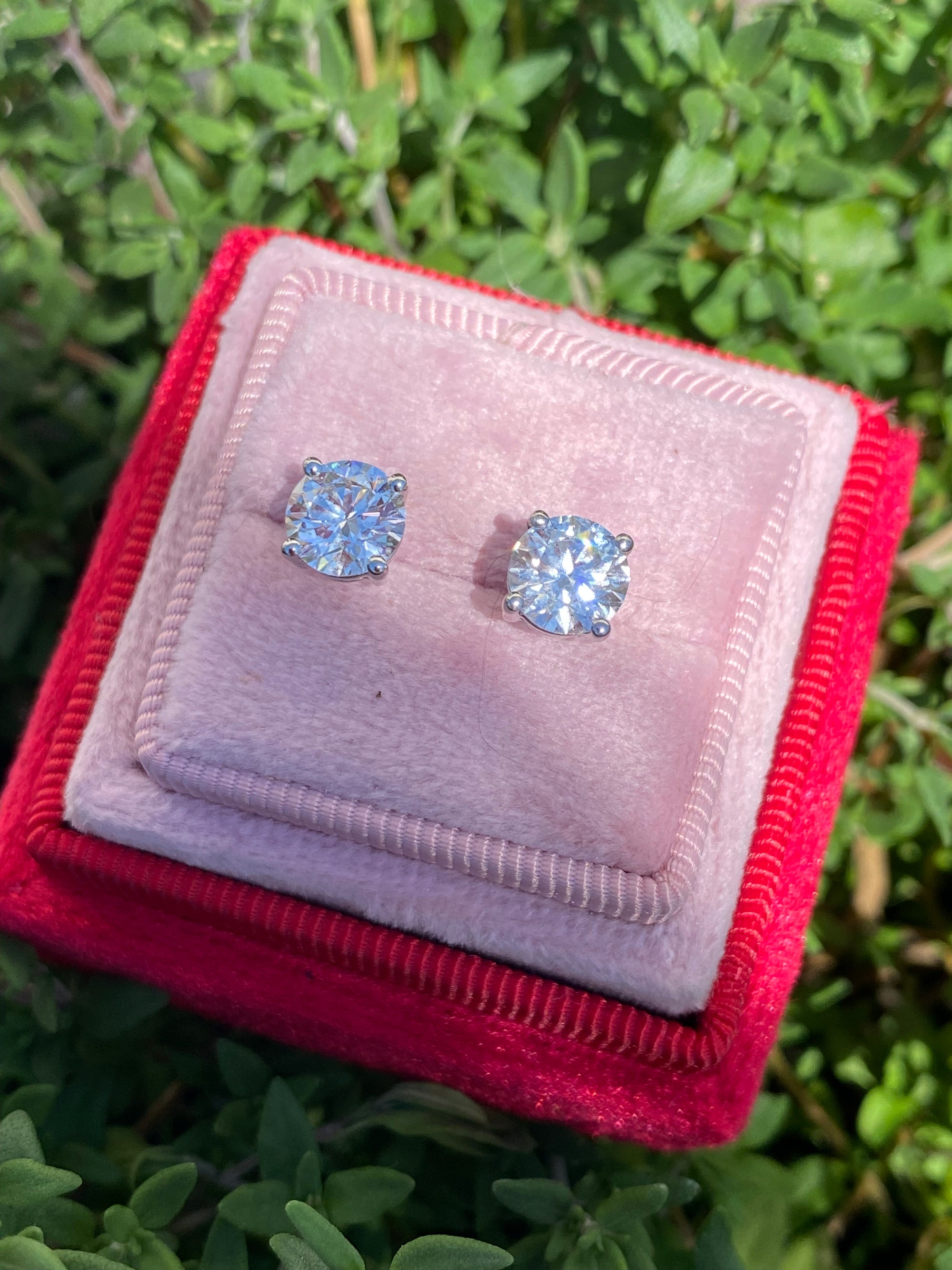 2.00 CTW + Lab Grown Diamond Solitaire Stud Earrings, at Least E Colour / VS Clarity
