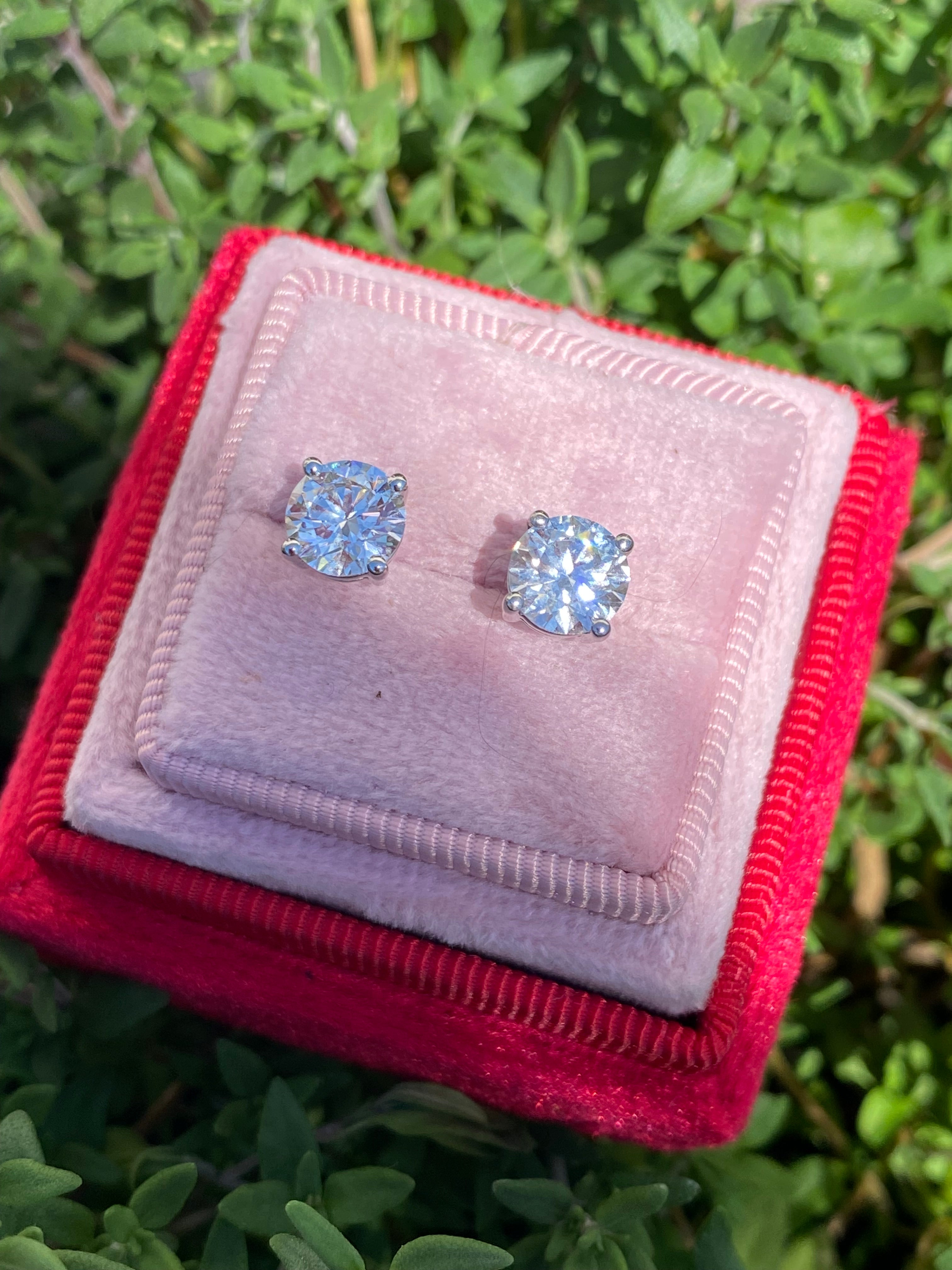 2.00 CTW + Lab Grown Diamond Solitaire Stud Earrings, at Least E Colour / VS Clarity