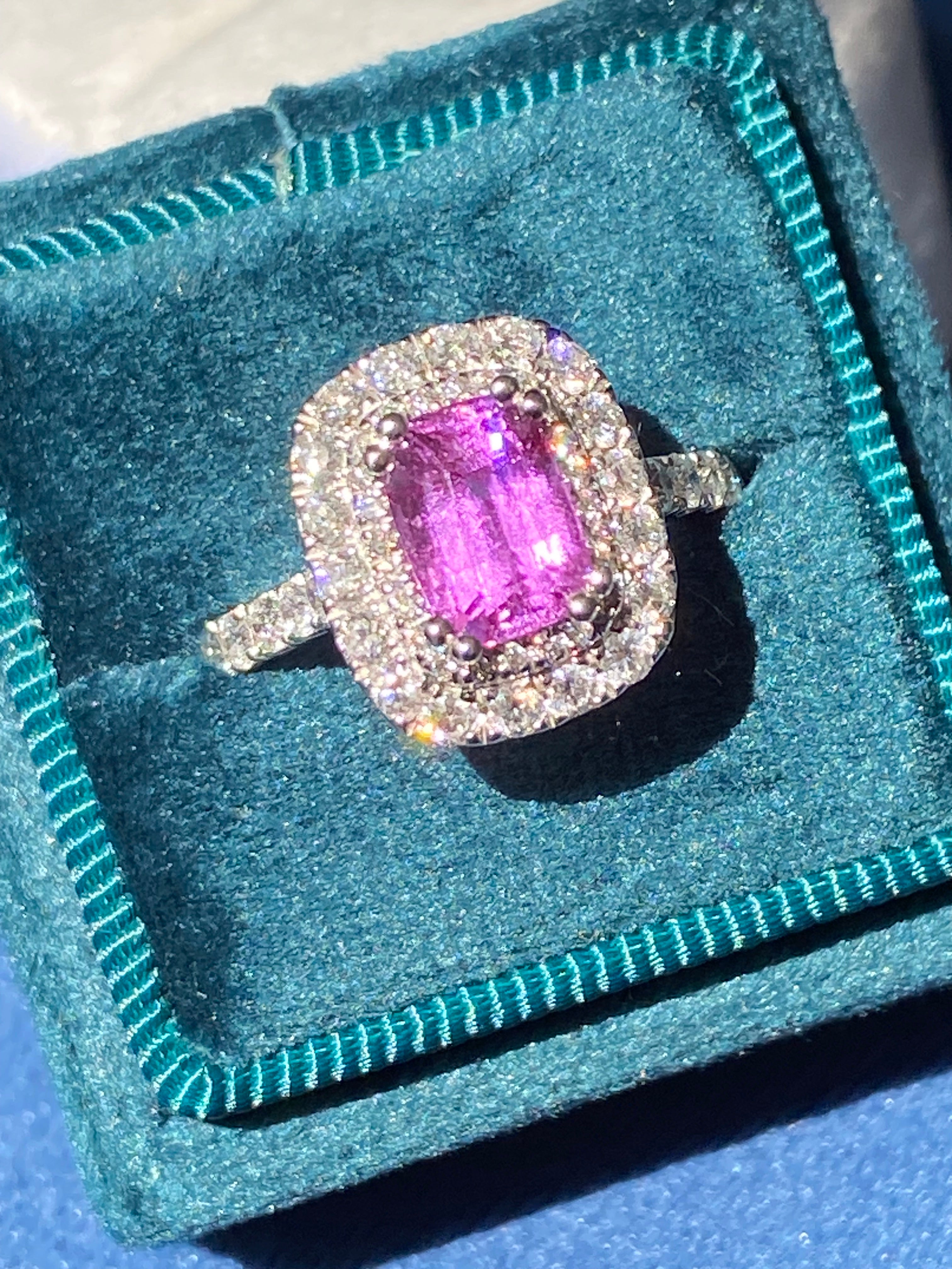 1.95 Carat Purple Sapphire and 0.97ctw Natural Diamond Halo Ring in Platinum