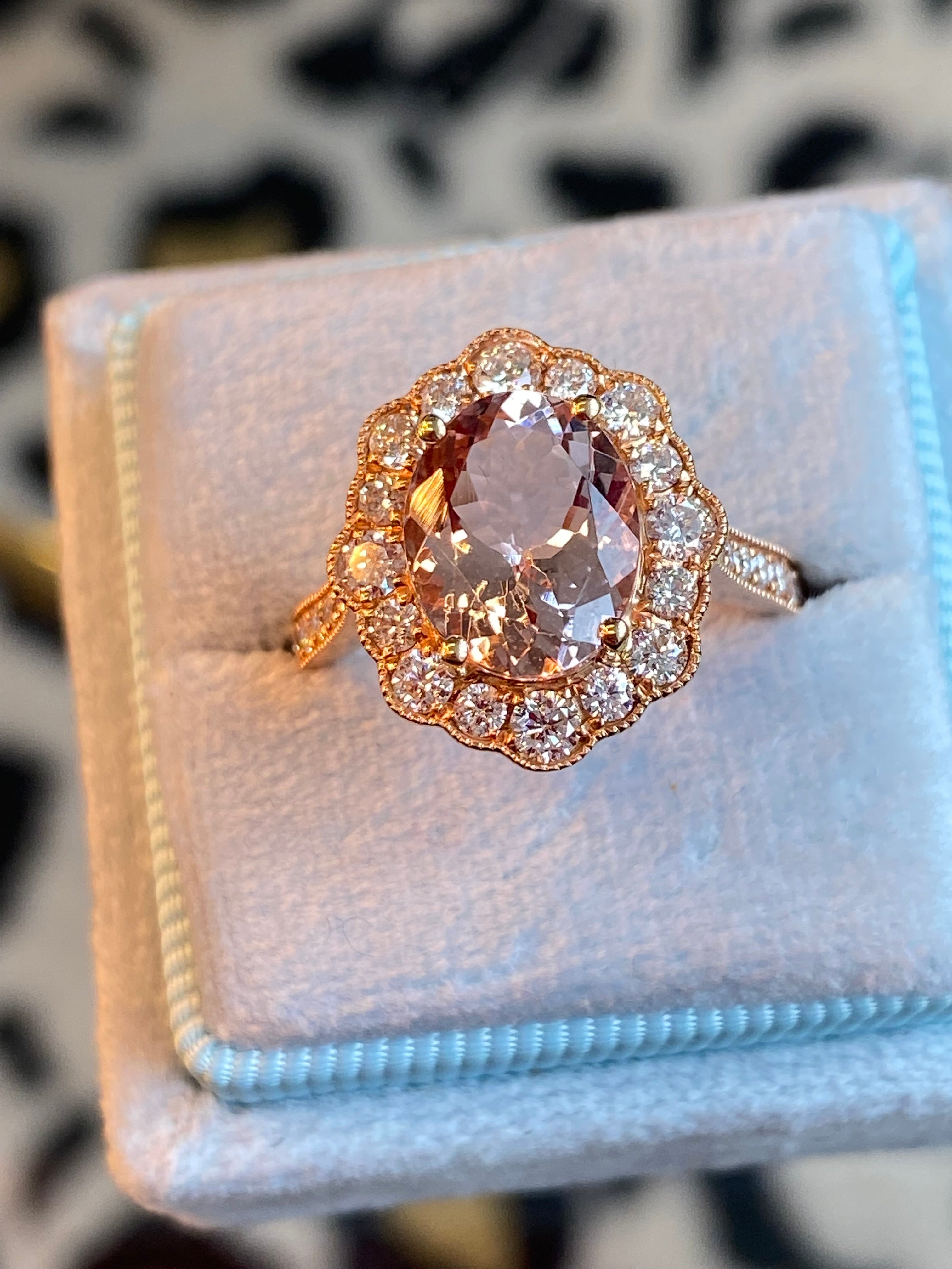 3.10 CTW Morganite and Natural Diamond Ring in 18ct Rose Gold