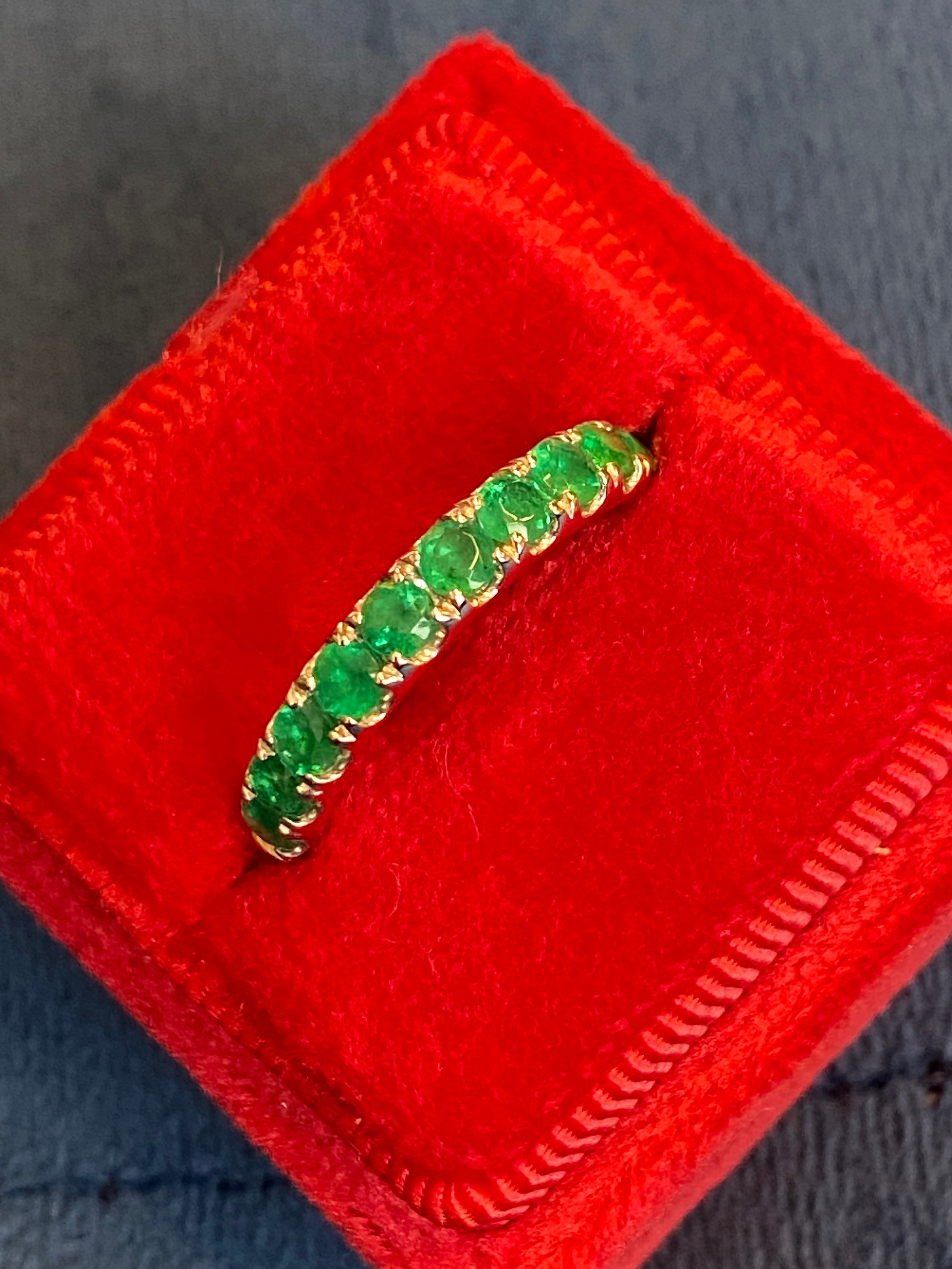 0.84 CTW Emerald Eternity Stacking Ring in Platinum