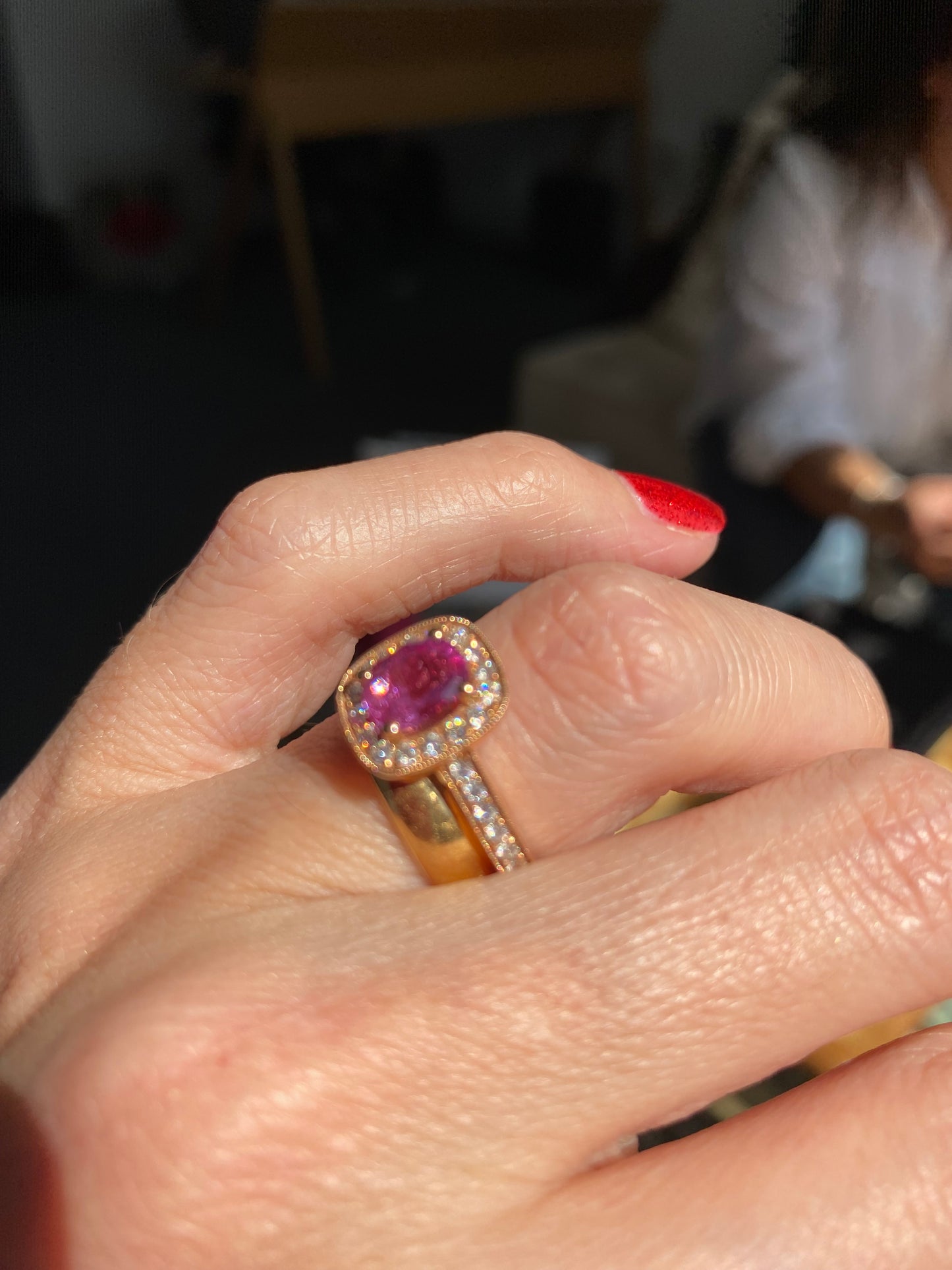 1.60 Carat Pink Sapphire and Natural Diamond Ring in 18ct Rose Gold