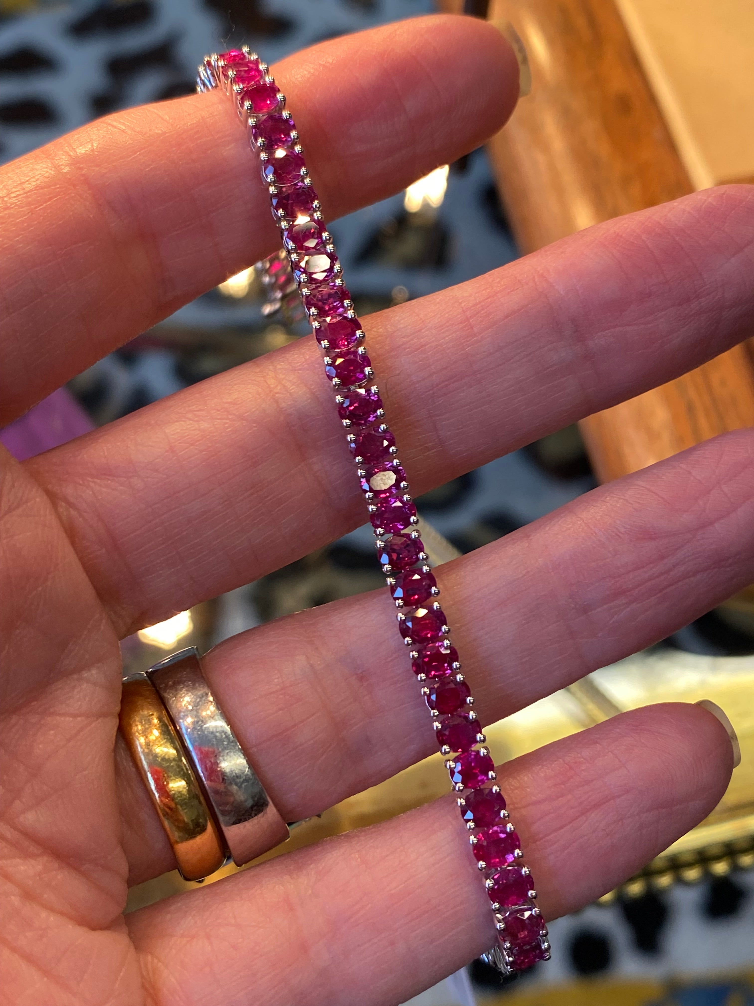 11.59 CTW Ruby Line Bracelet in 9ct White Gold