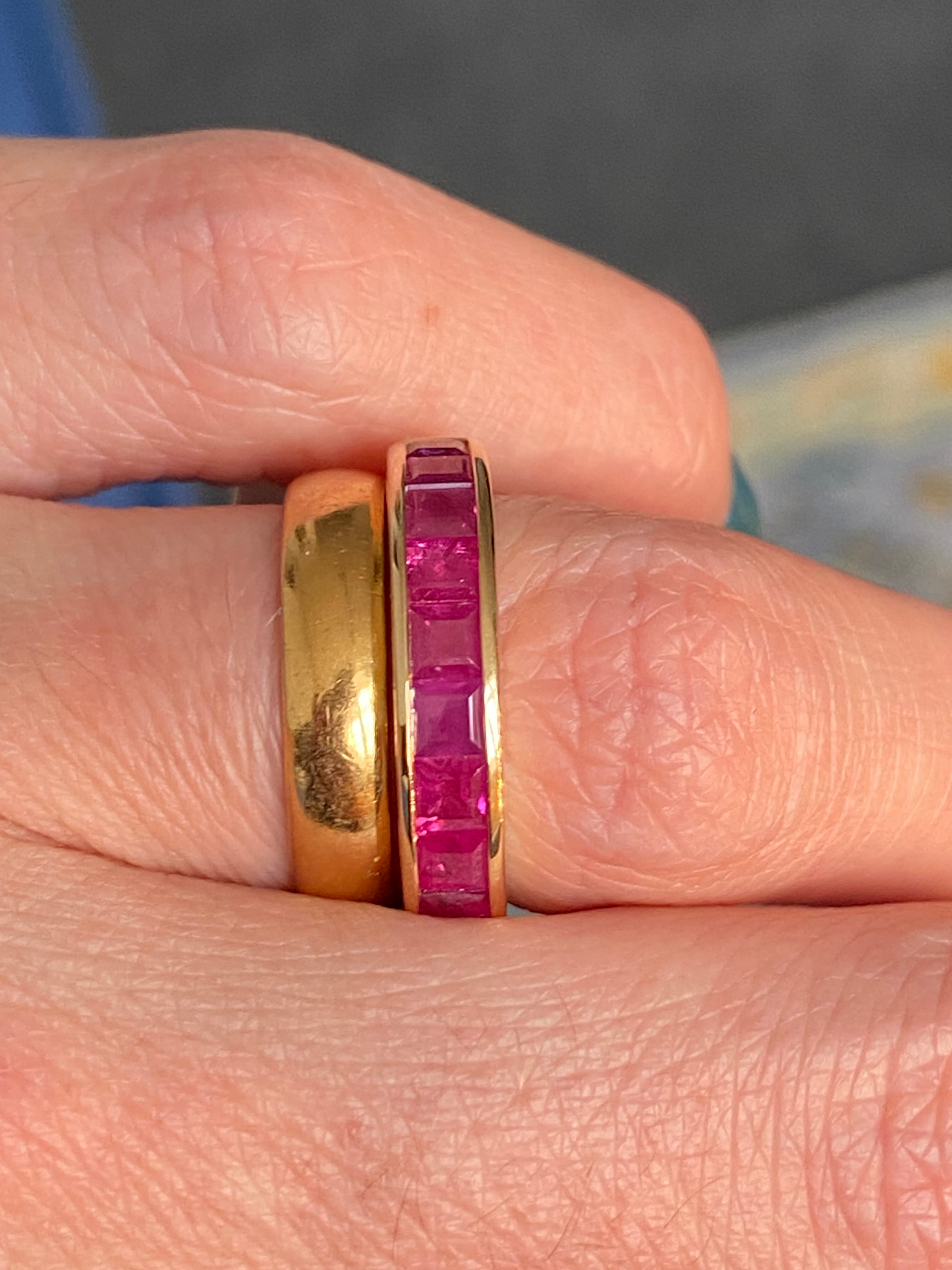 2.03ctw Princess Cut Channel Set Ruby in 9ct Yellow Gold