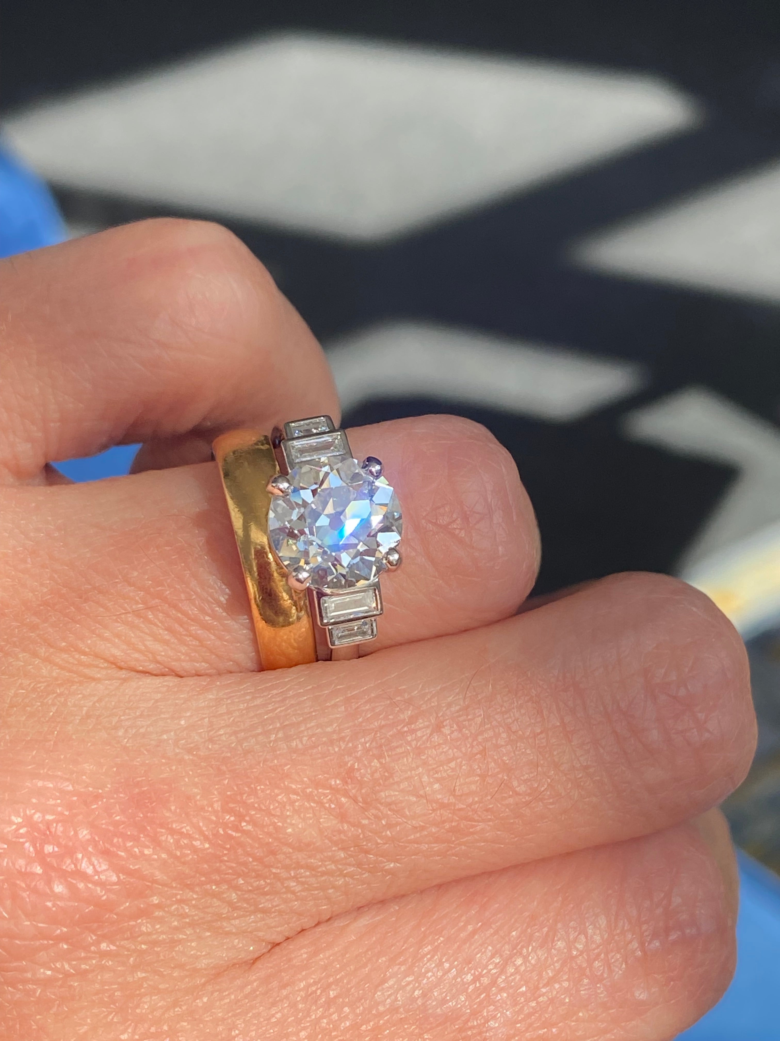 Heritage 3.25CT + Old European Cut Lab Grown Diamond Engagement Ring, at Least F Colour / VS Clarity