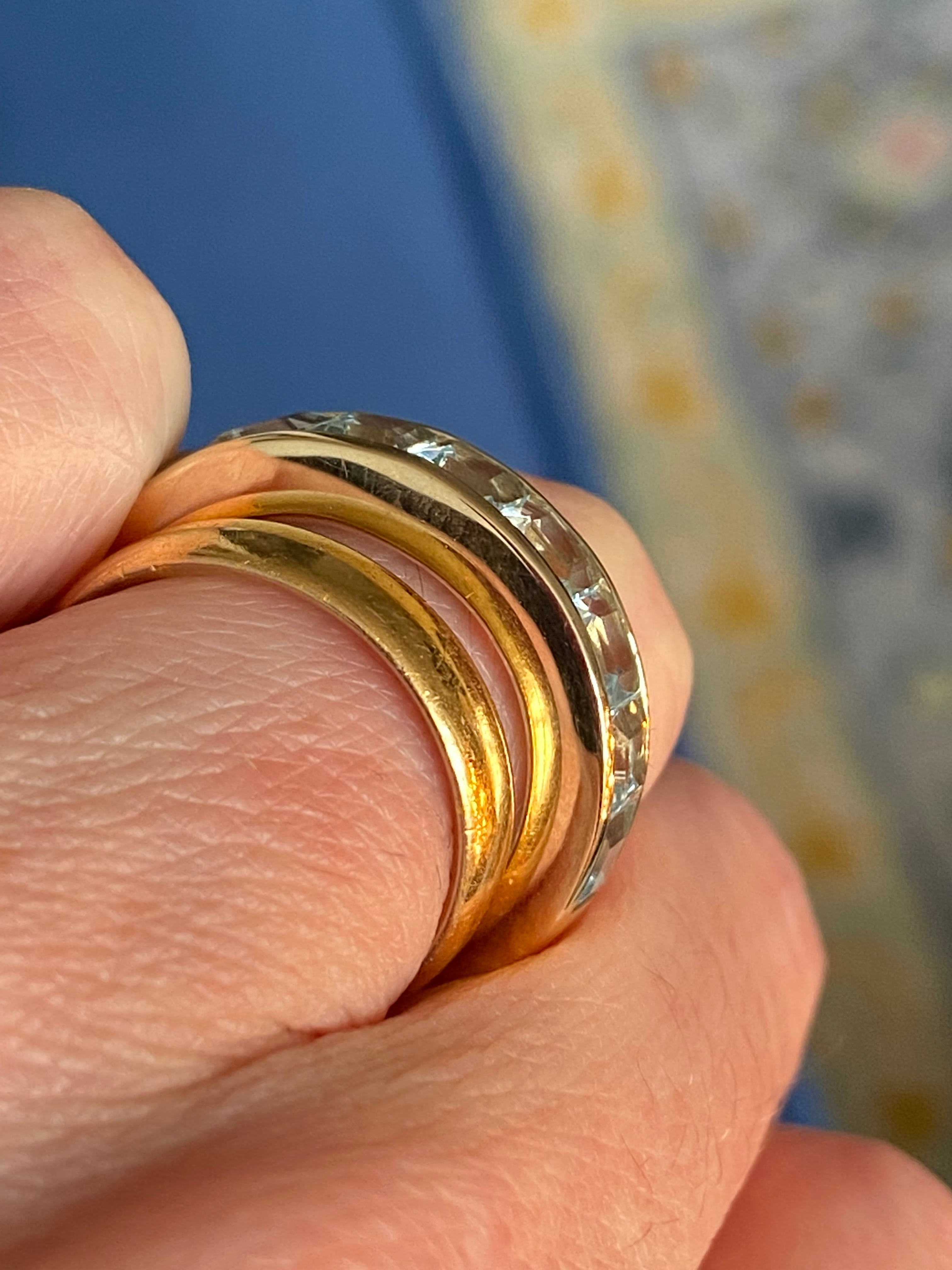 Stunning 2.33 CTW Aquamarine Eternity Ring in 9ct White Gold