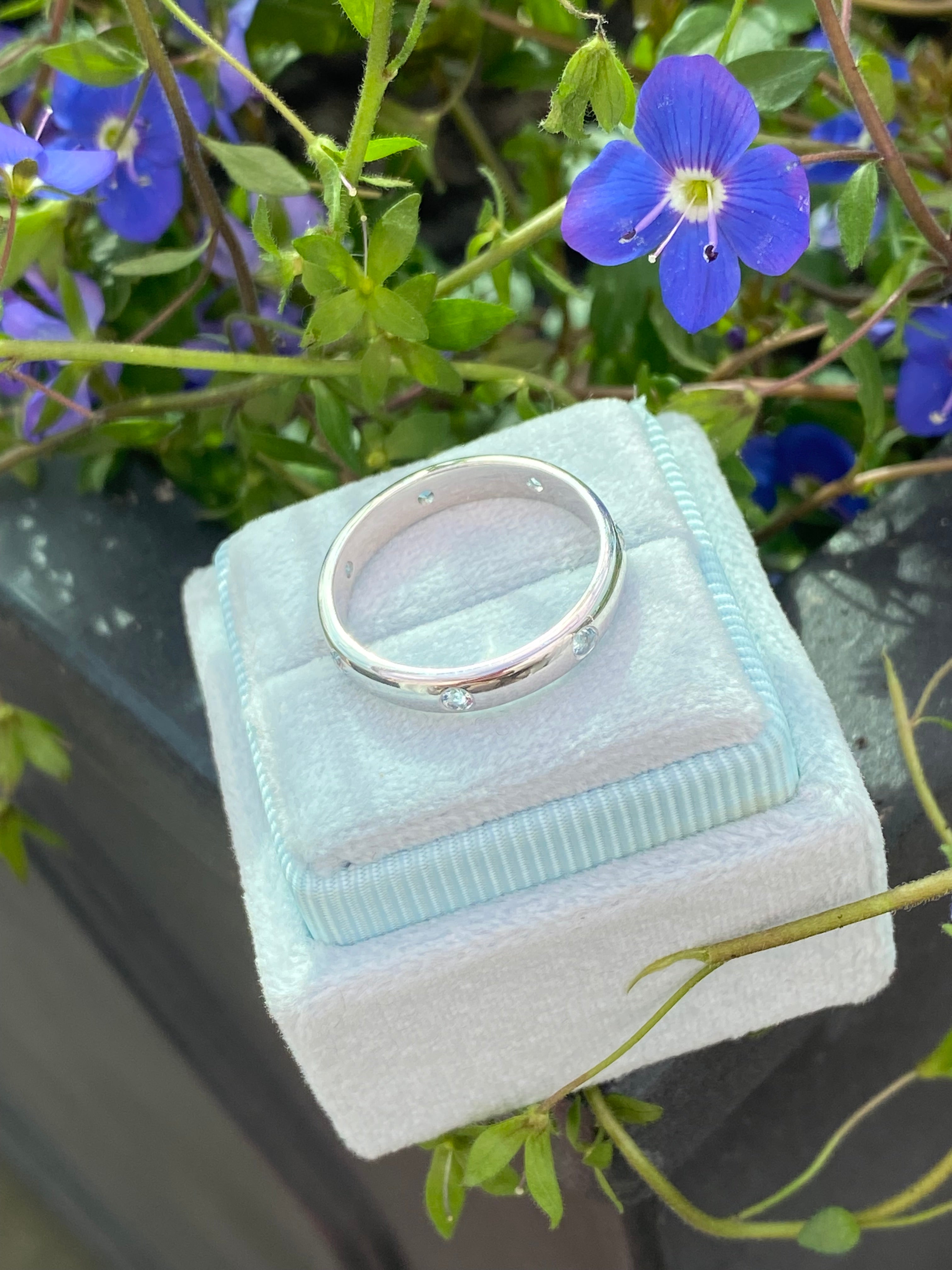 0.21ctw Aquamarine Eternity Stacking Ring