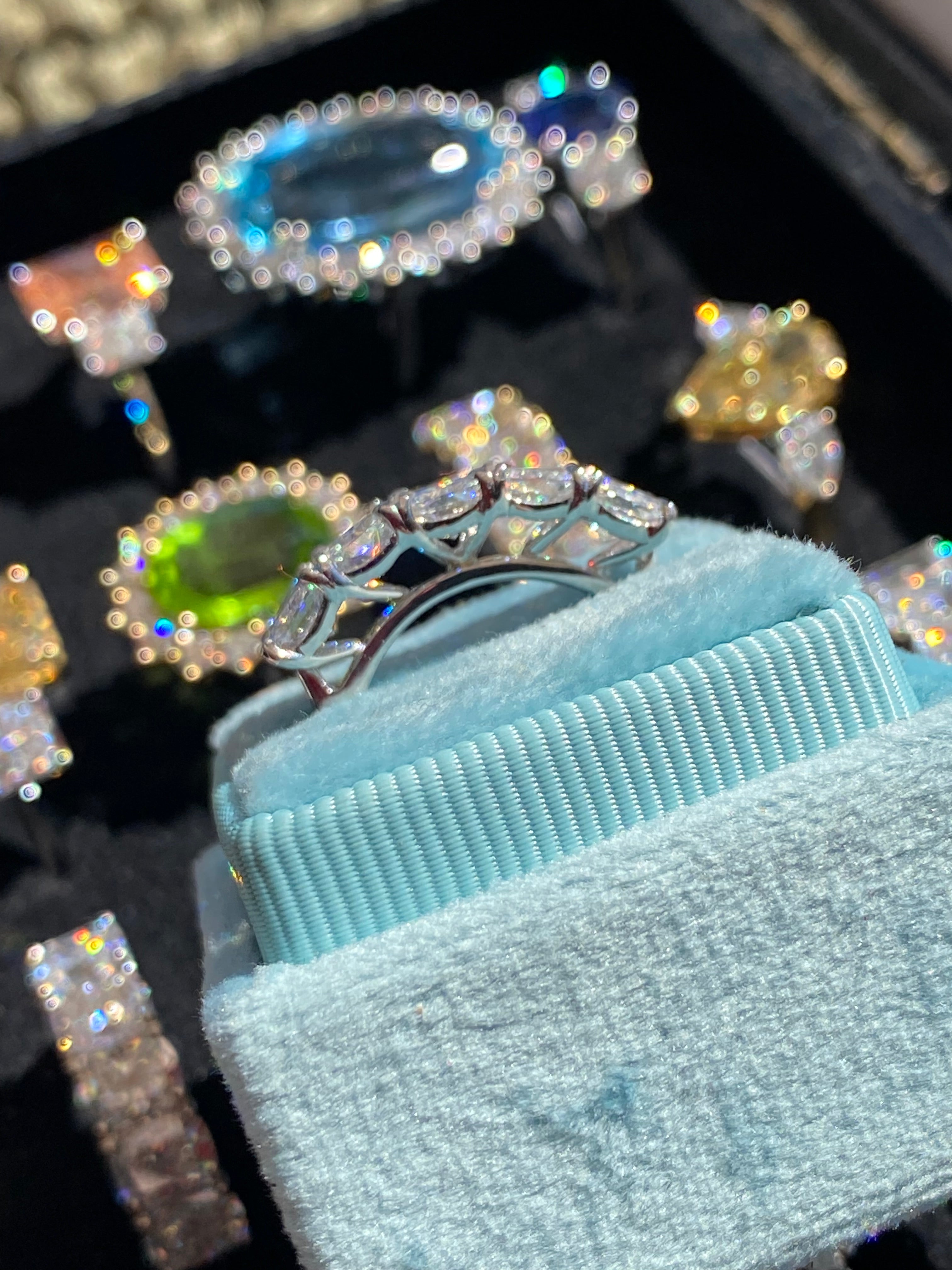 3.56 CTW Radiant Cut D Colour VVS Lab Diamond Five Stone Ring in Platinum