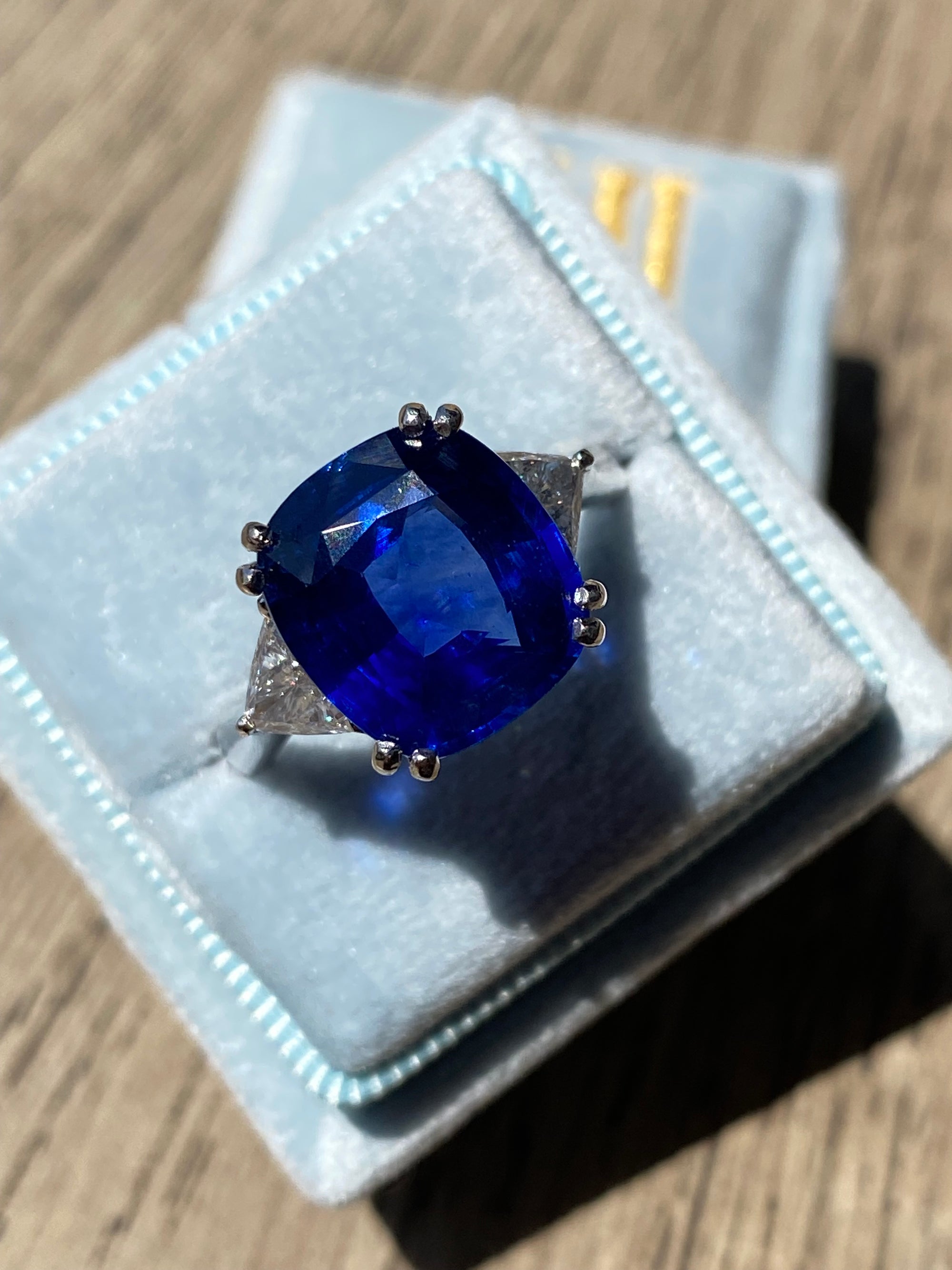 7.82 Carat GIA Certified Blue Ceylon Sapphire and Natural Diamond Engagement Ring in Platinum