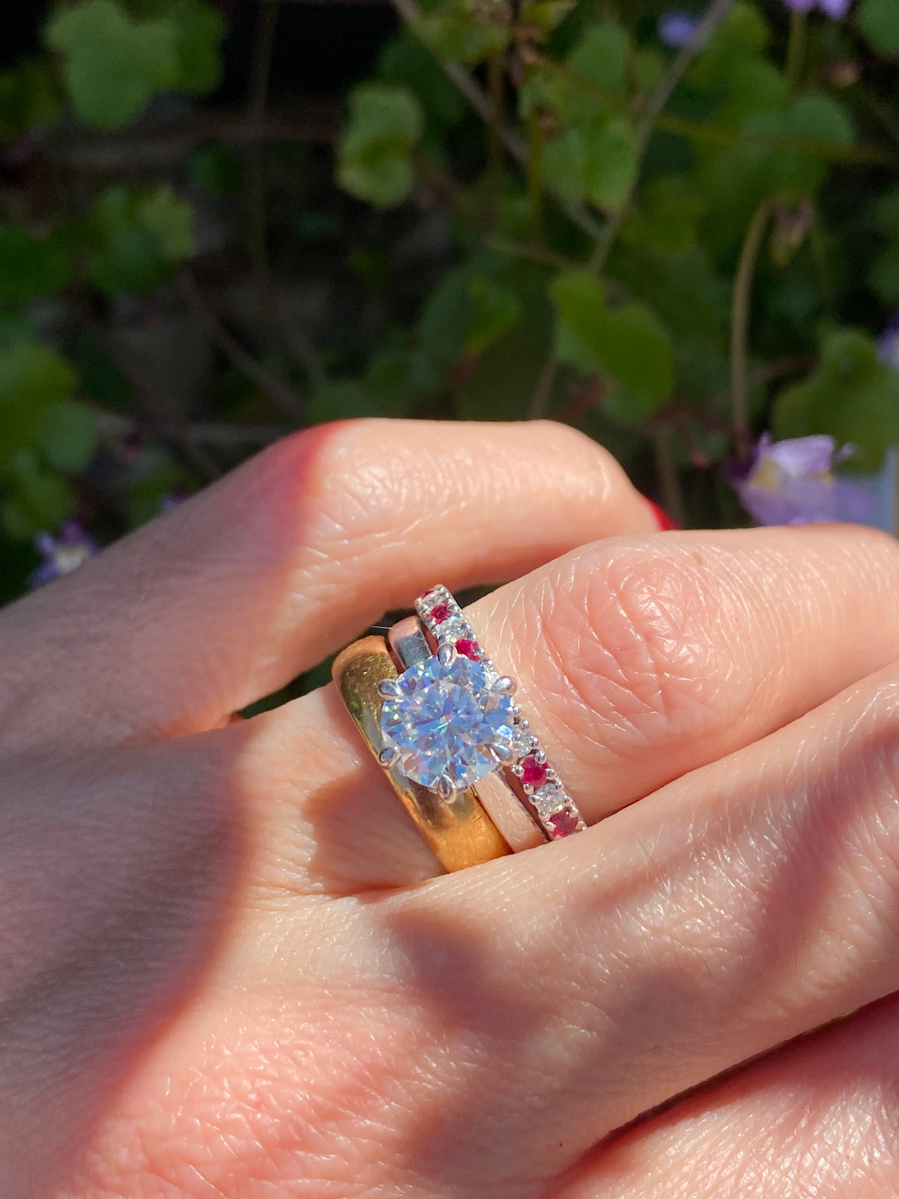 0.47ctw Natural Ruby and Moissanite Eternity Stacking Ring
