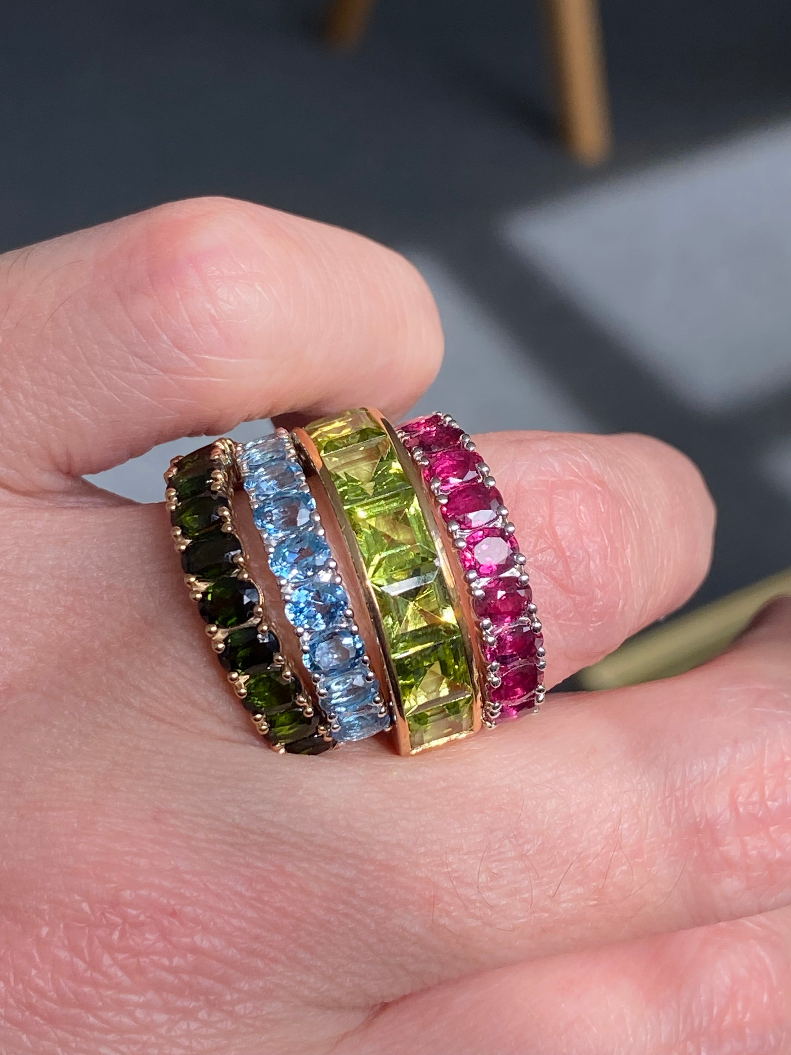 2.19 CTW Green Tourmaline Eternity Ring in 9ct Yellow Gold