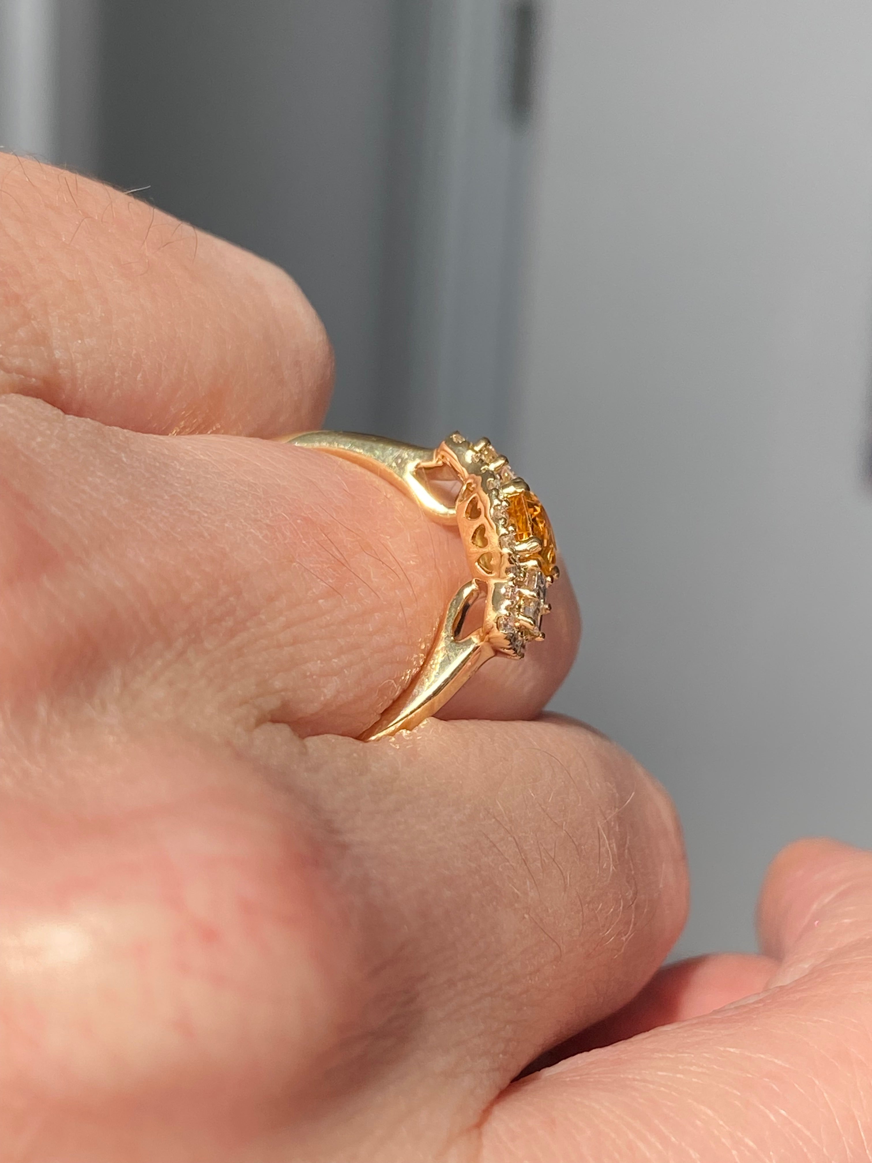 2.59 CTW Radiant Cut Yellow Sapphire and Natural Diamond Ring in 18ct Yellow Gold