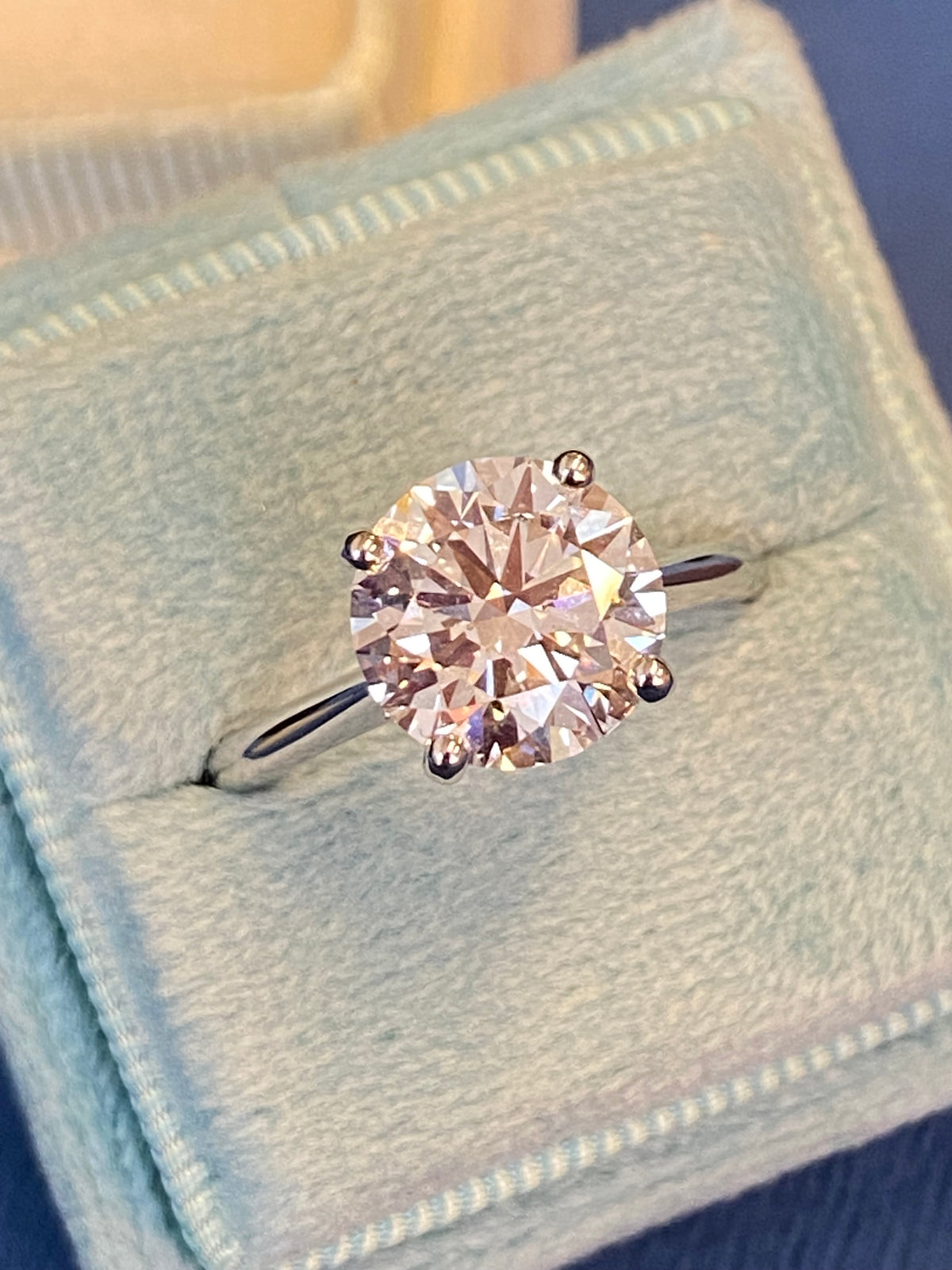 3.03 Carat Round Cut D Colour Lab Diamond Solitaire Engagement Ring in Platinum