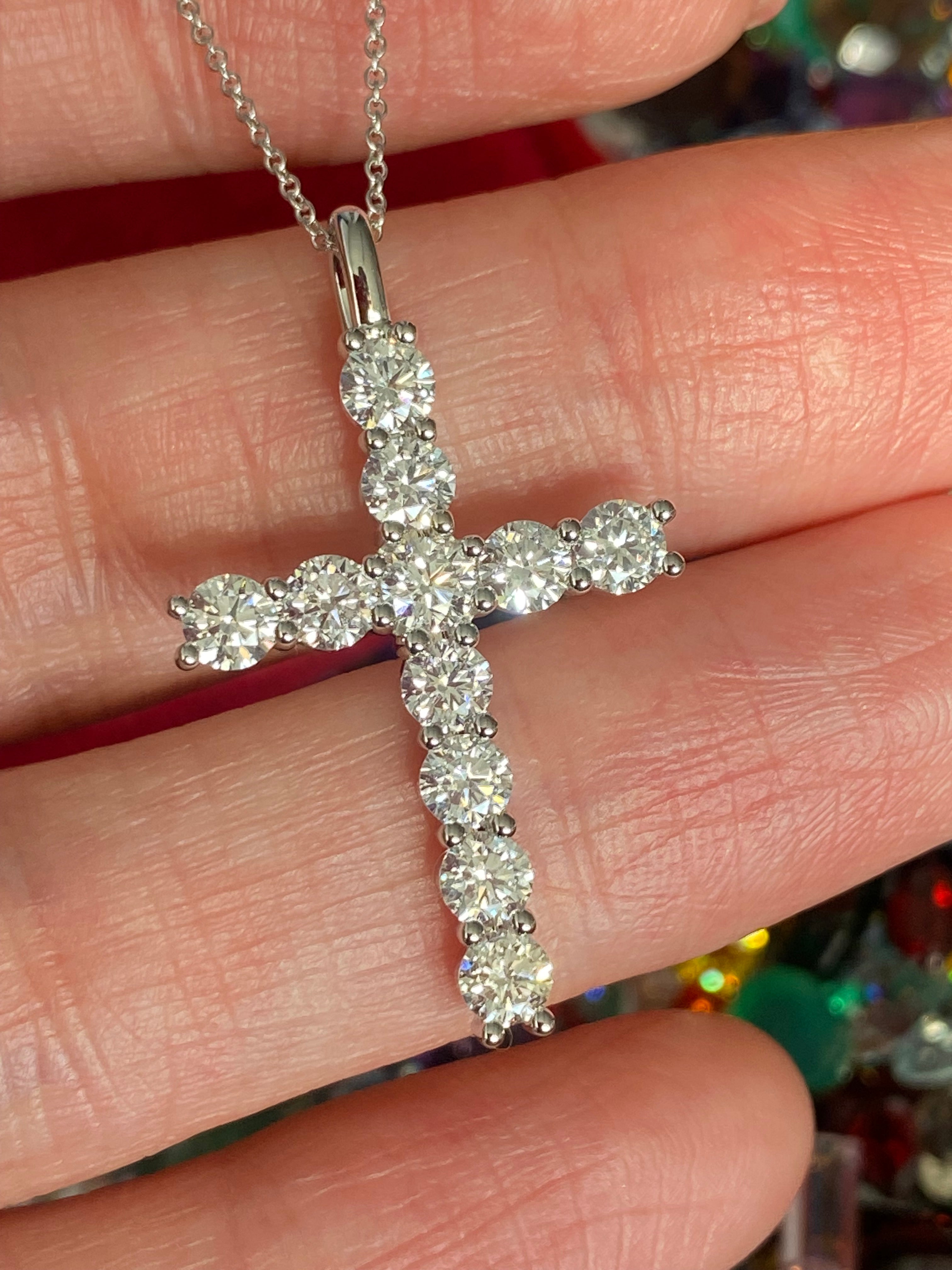 2.00 CTW Natural Diamond Cross in 18ct White Gold