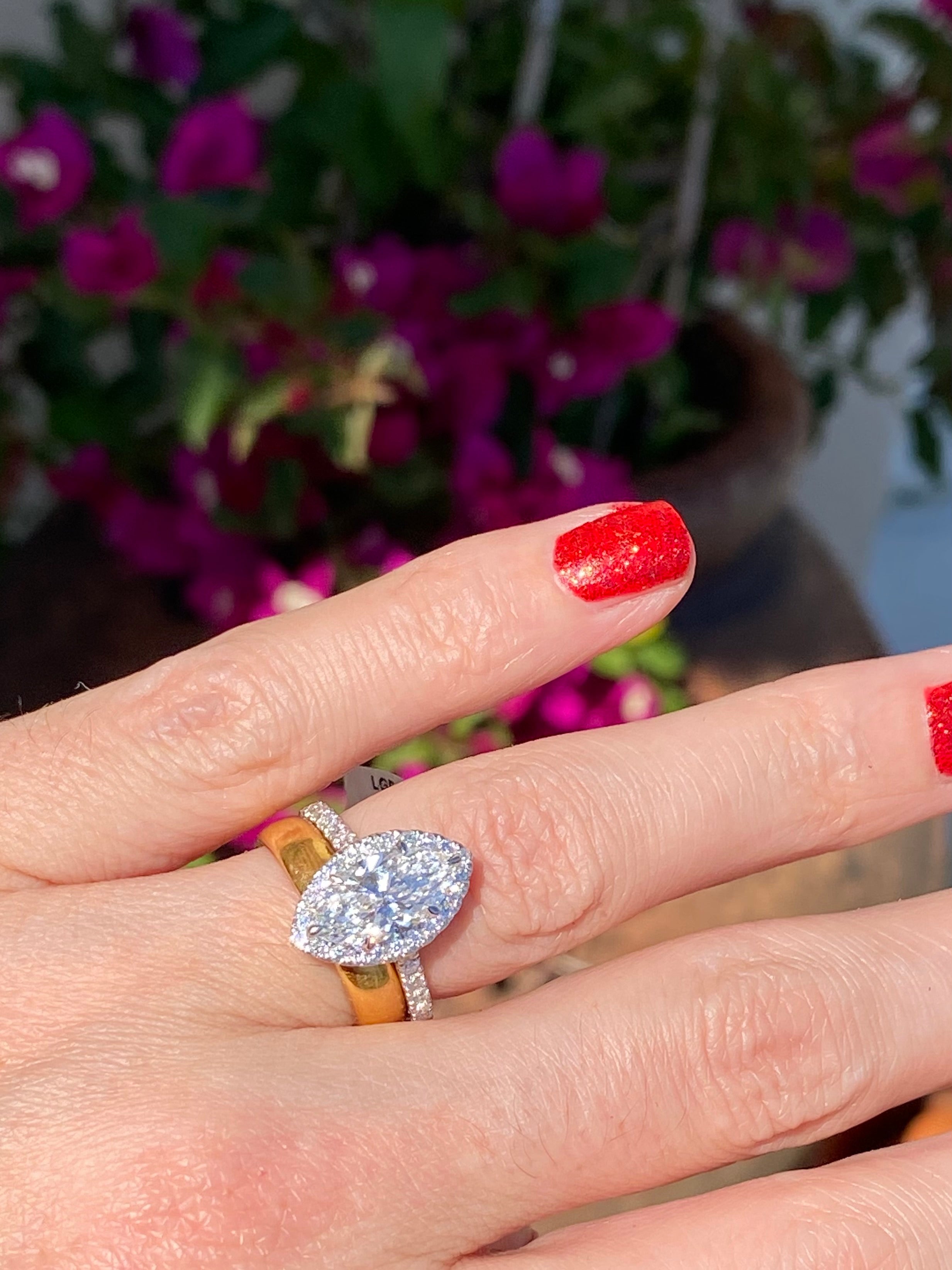 2.58 CTW Marquise Cut Lab Diamond Halo Engagement Ring in Platinum