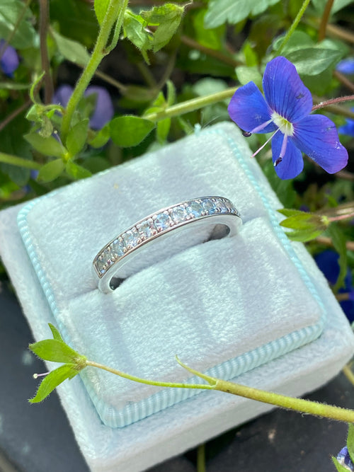 0.50ctw Baby Blue Aquamarine Eternity Stacking Ring in Sterling Silver