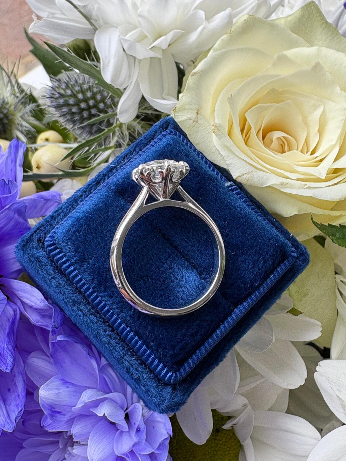 2.00 Carat Knife Edge Round Brilliant Moissanite Solitaire Ring