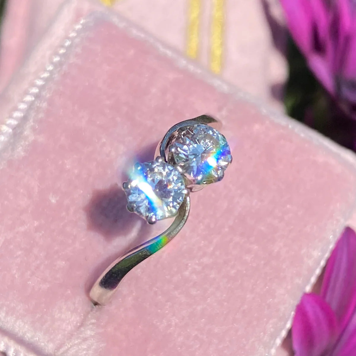 Heritage 1.00 CT + Lab Grown Diamond Toi-et-Moi Engagement Ring, at Least F Colour / VVS Clarity