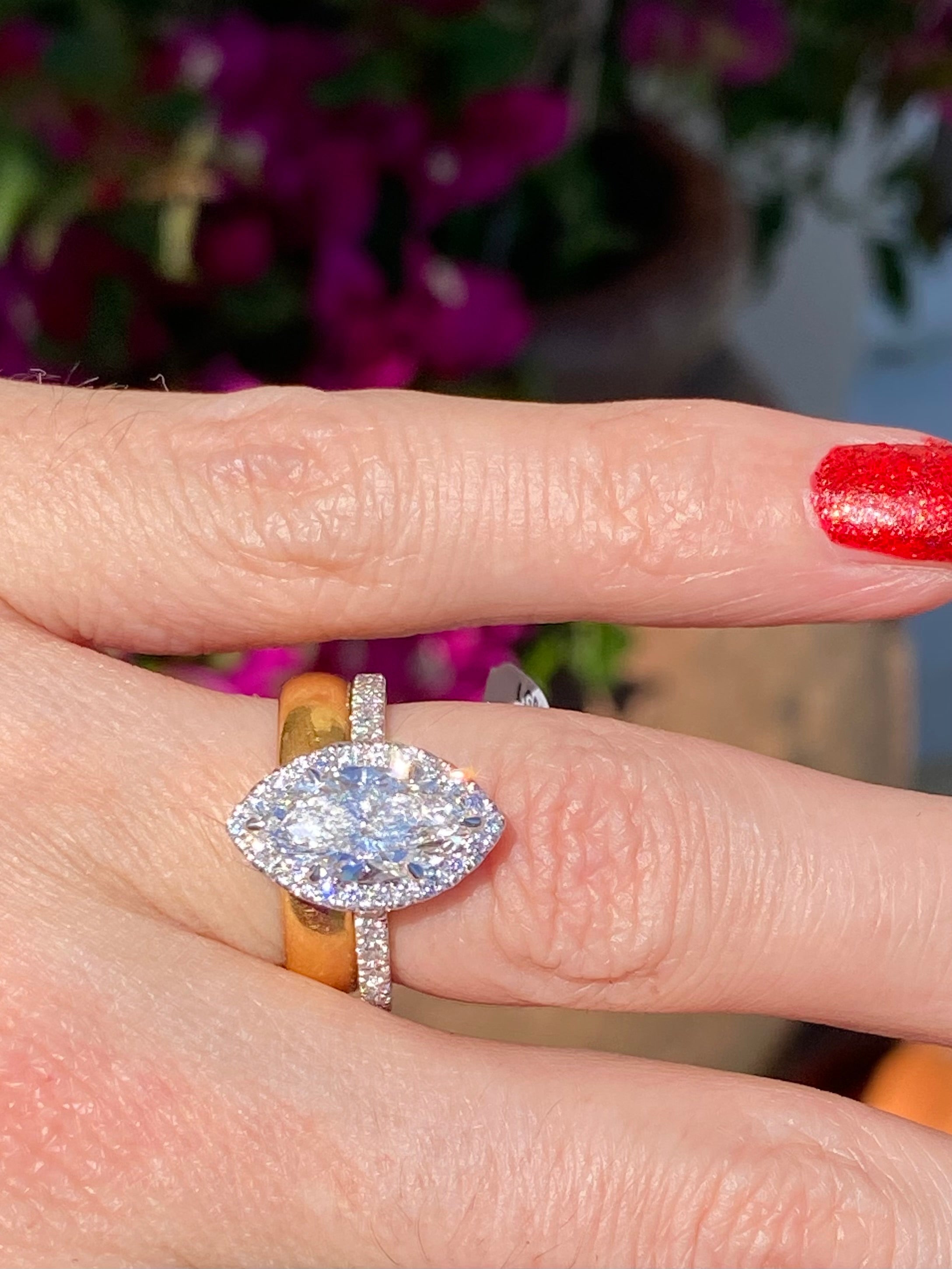 2.58 CTW Marquise Cut Lab Diamond Halo Engagement Ring in Platinum