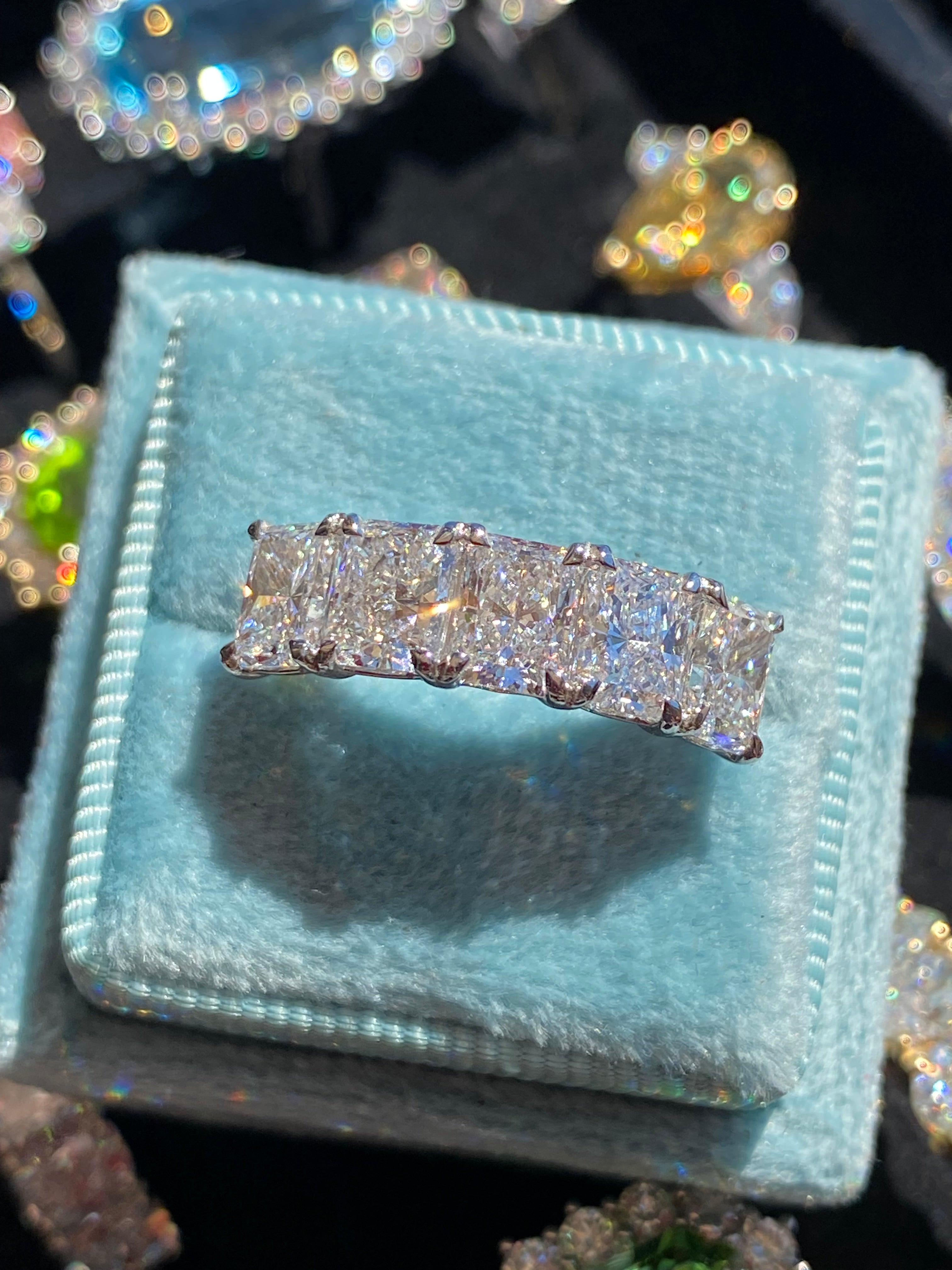 3.56 CTW Radiant Cut D Colour VVS Lab Diamond Five Stone Ring in Platinum